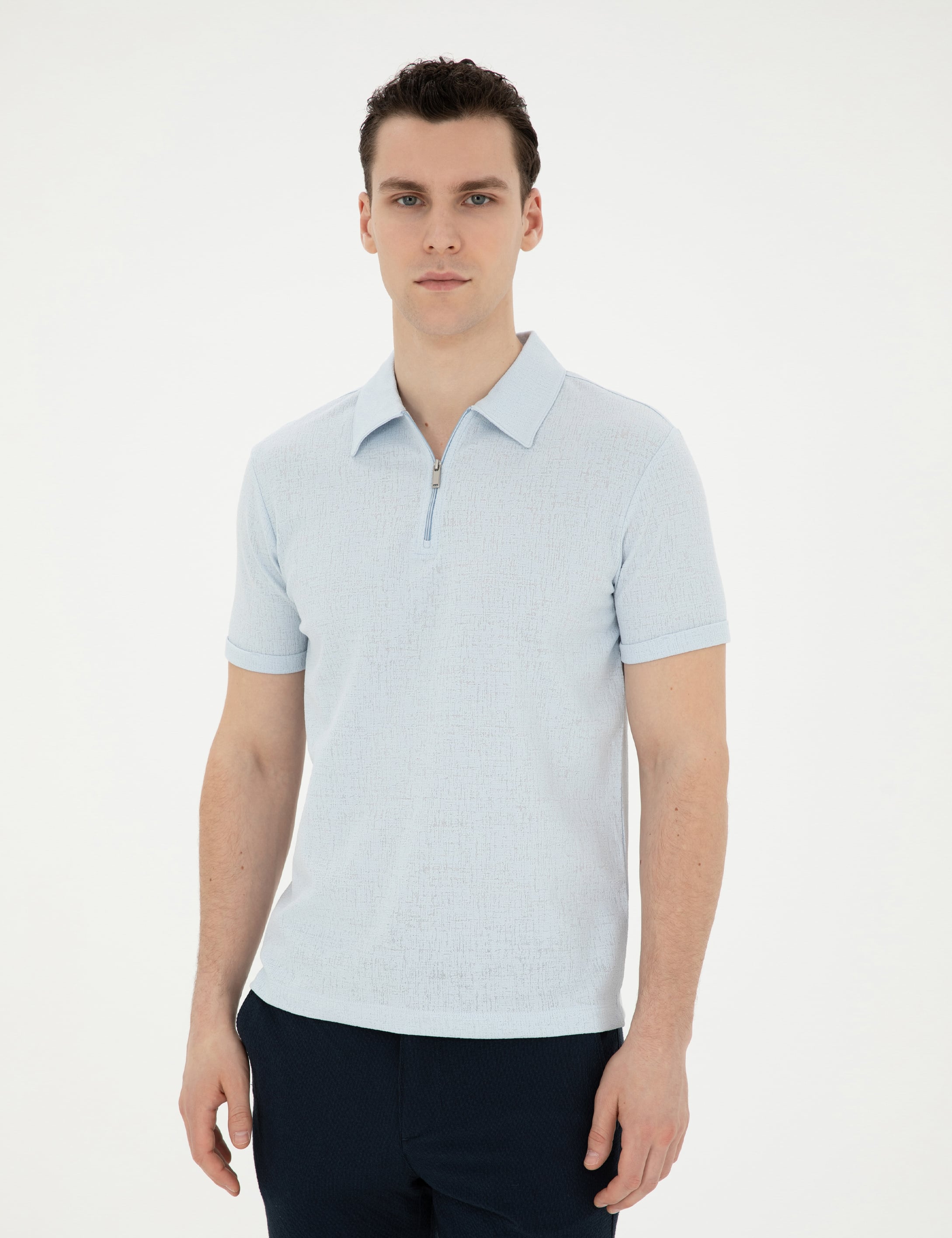 Açık Mavi Slim Fit Tişört