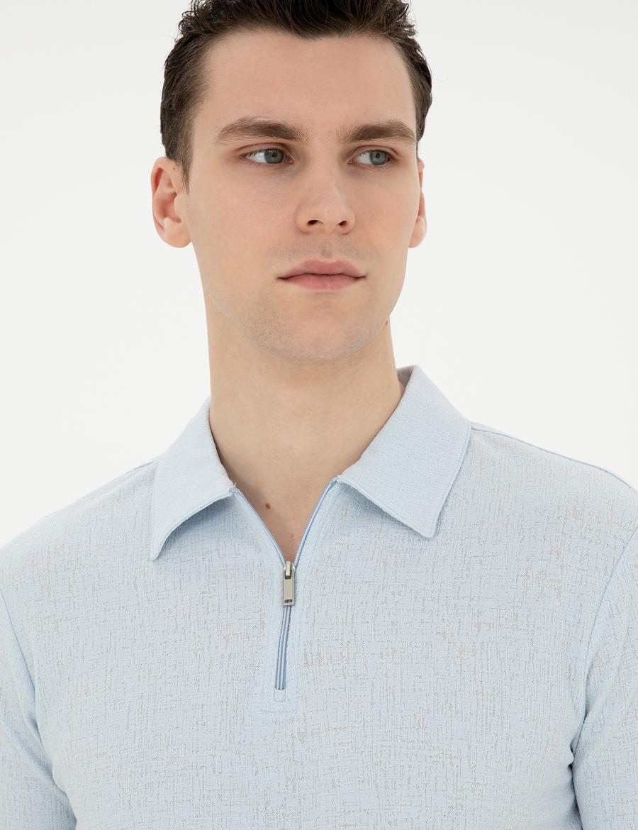 Açık Mavi Slim Fit Tişört