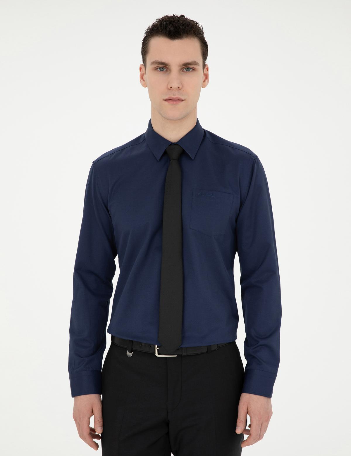 Lacivert Regular Fit Uzun Kollu Klasik Gömlek