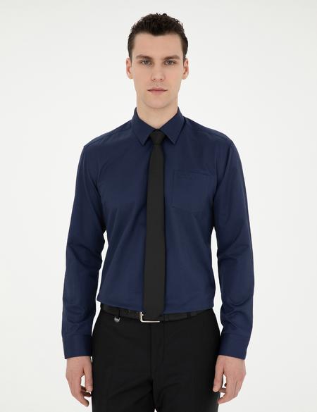 Lacivert Regular Fit Uzun Kollu Klasik Gömlek - 50223108032