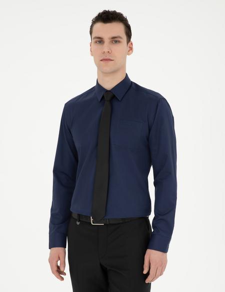 Lacivert Regular Fit Uzun Kollu Klasik Gömlek - 50223108032
