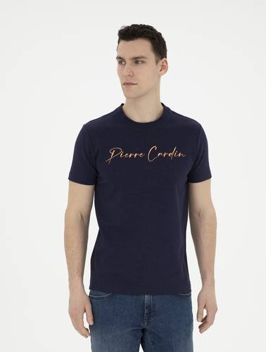 Lacivert Slim Fit Bisiklet Yaka Tişört