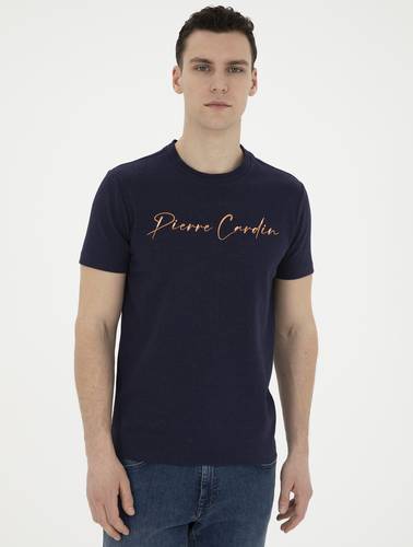 Lacivert Slim Fit Bisiklet Yaka Tişört