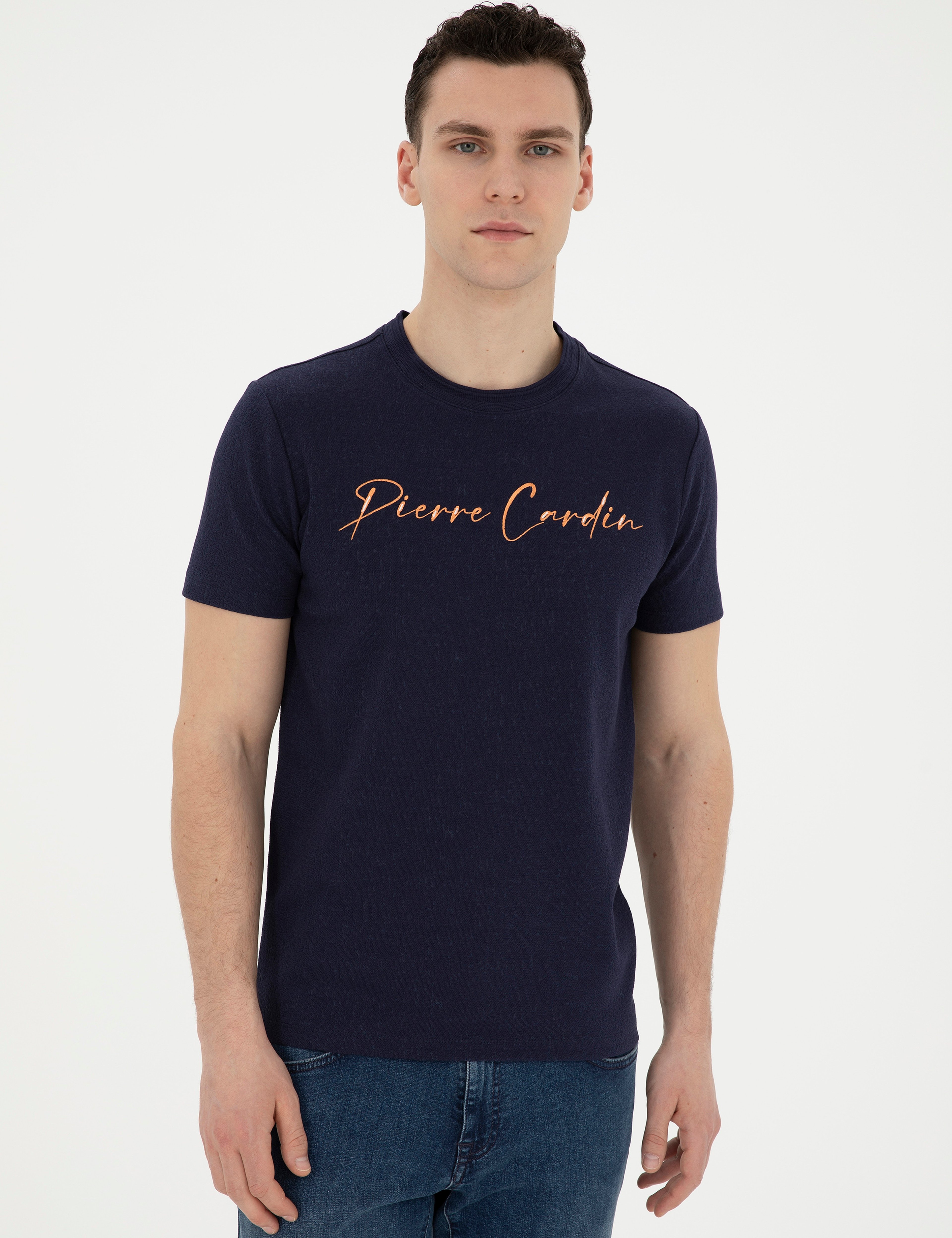 Lacivert Slim Fit Bisiklet Yaka Tişört