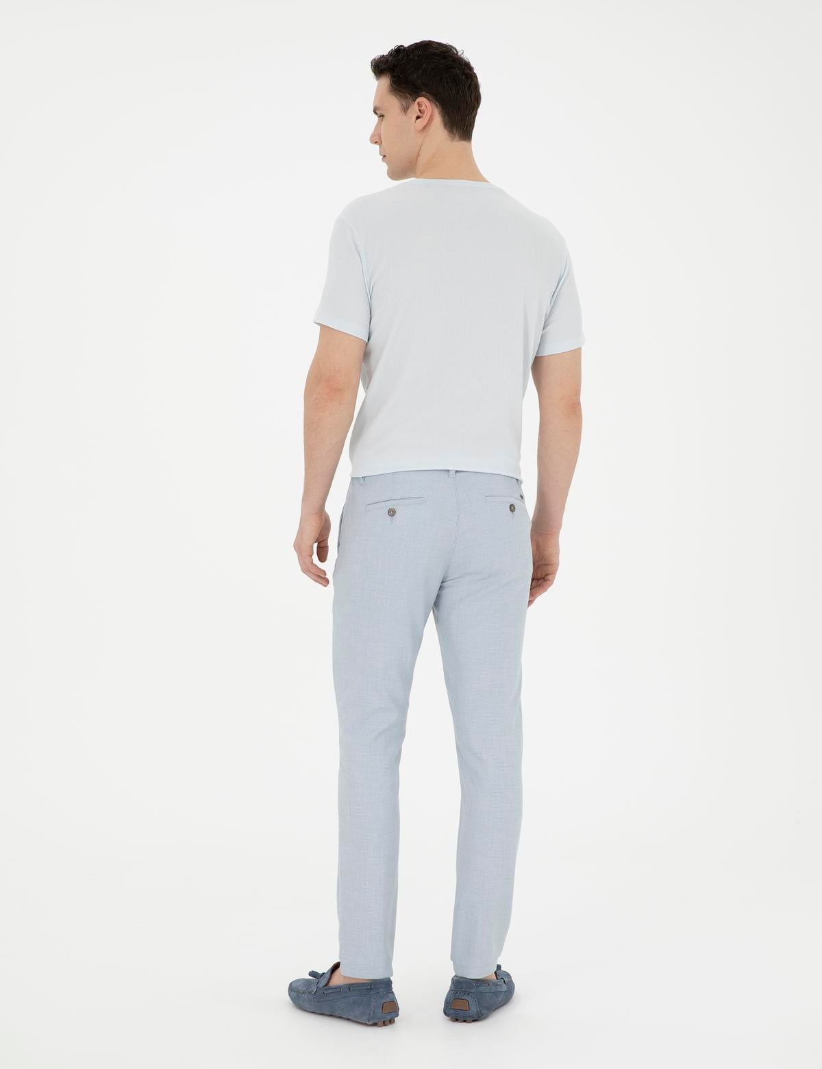 Açık Mavi Slim Fit Beli Lastikli Kanvas Pantolon - 50288508059