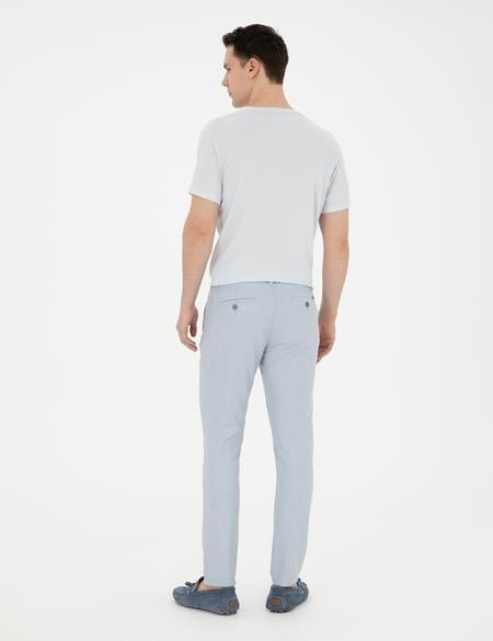 Açık Mavi Slim Fit Beli Lastikli Kanvas Pantolon - 50288508059