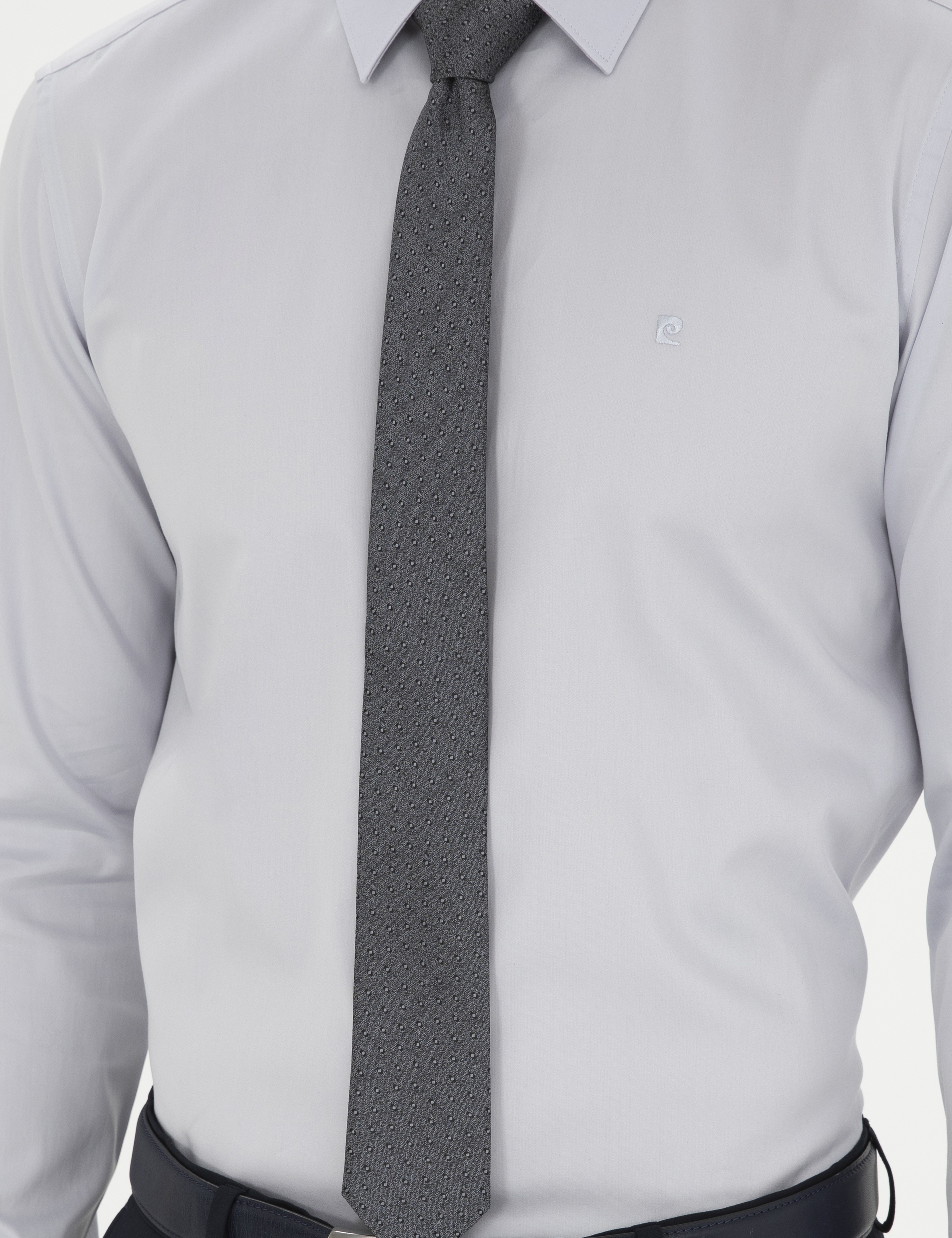 Gri %100 Pamuk Slim Fit Uzun Kollu Basic Gömlek