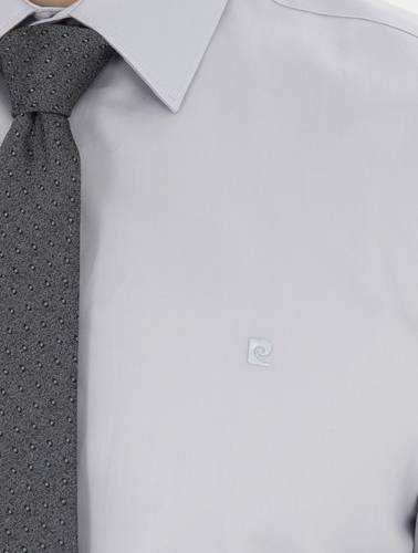 Gri %100 Pamuk Slim Fit Uzun Kollu Basic Gömlek