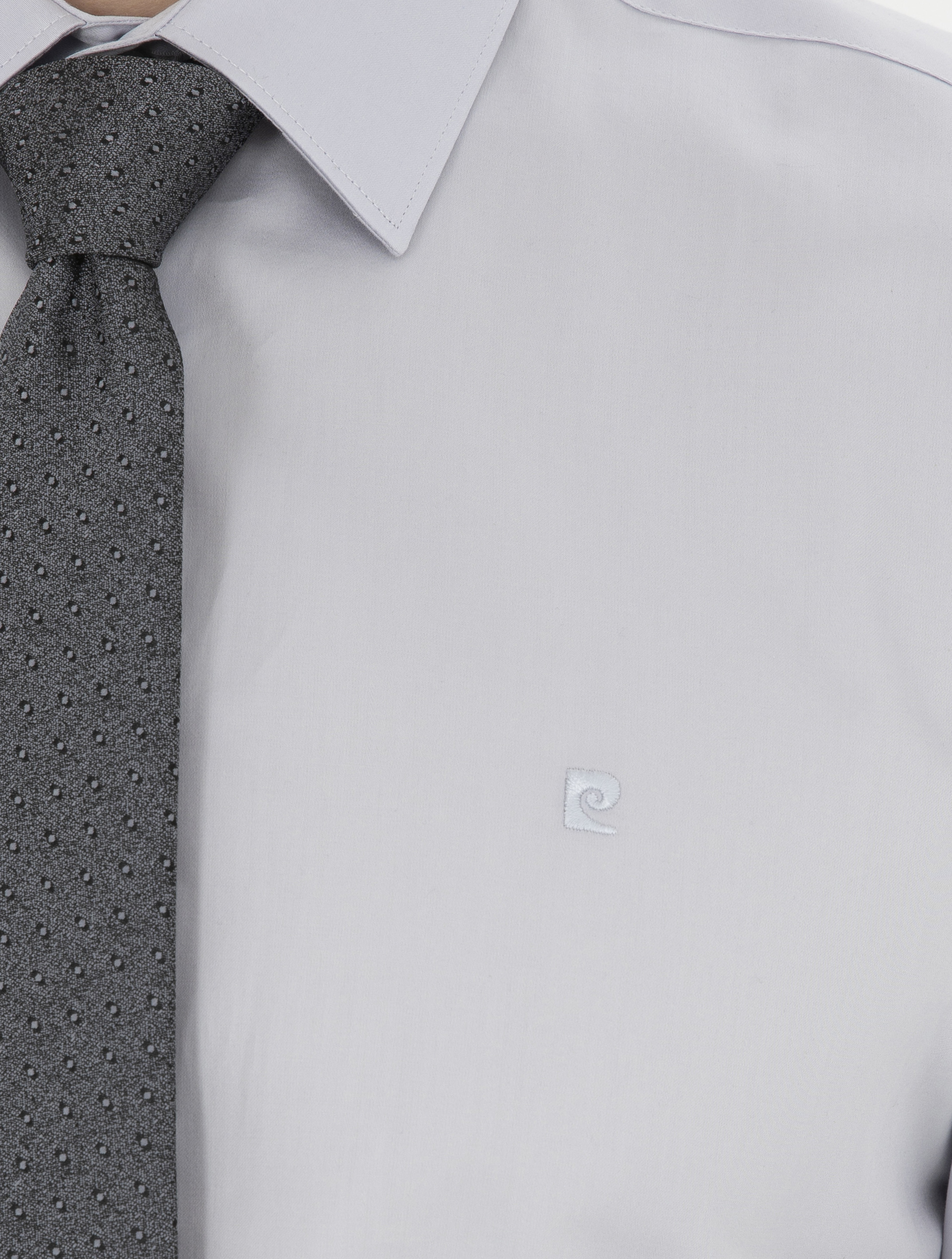 Gri %100 Pamuk Slim Fit Uzun Kollu Basic Gömlek - Image 7