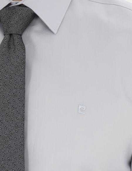 Gri Slim Fit Uzun Kollu Basic Gömlek - 50286102052