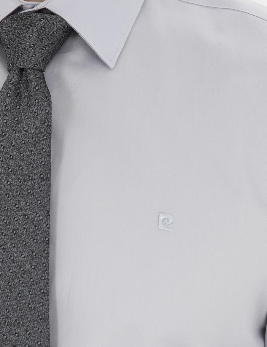 Gri Slim Fit Uzun Kollu Basic Gömlek