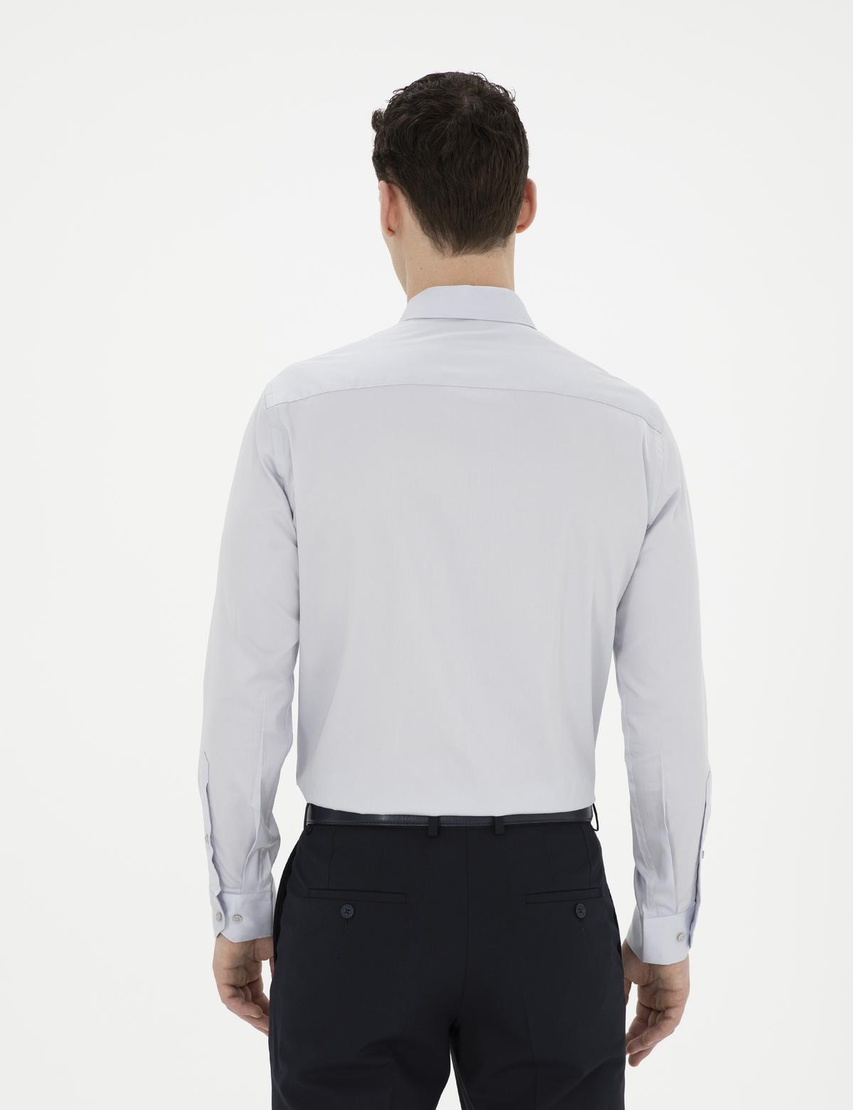 Gri Slim Fit Uzun Kollu Basic Gömlek - 50286102052