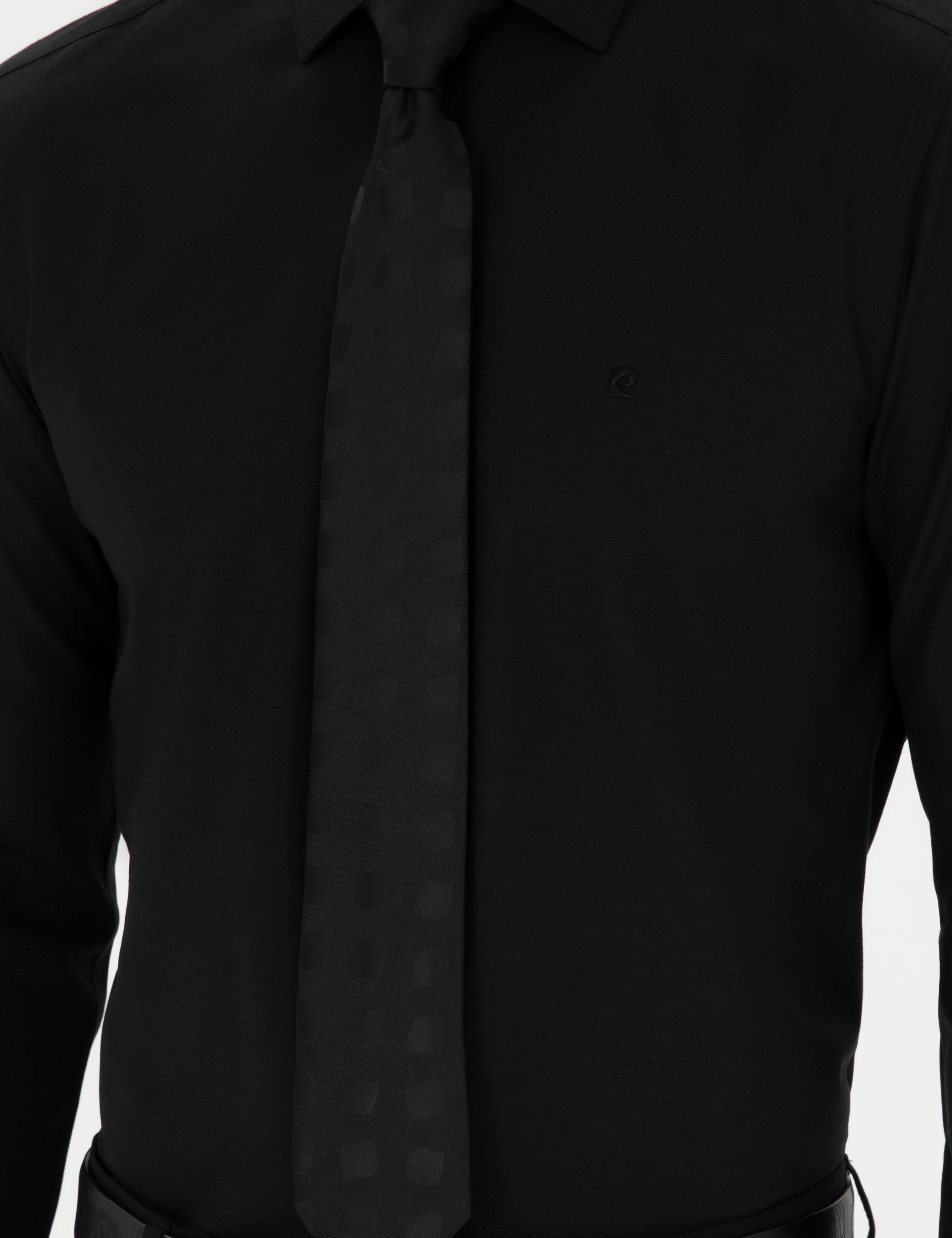 Siyah Slim Fit Uzun Kollu Basic Gömlek