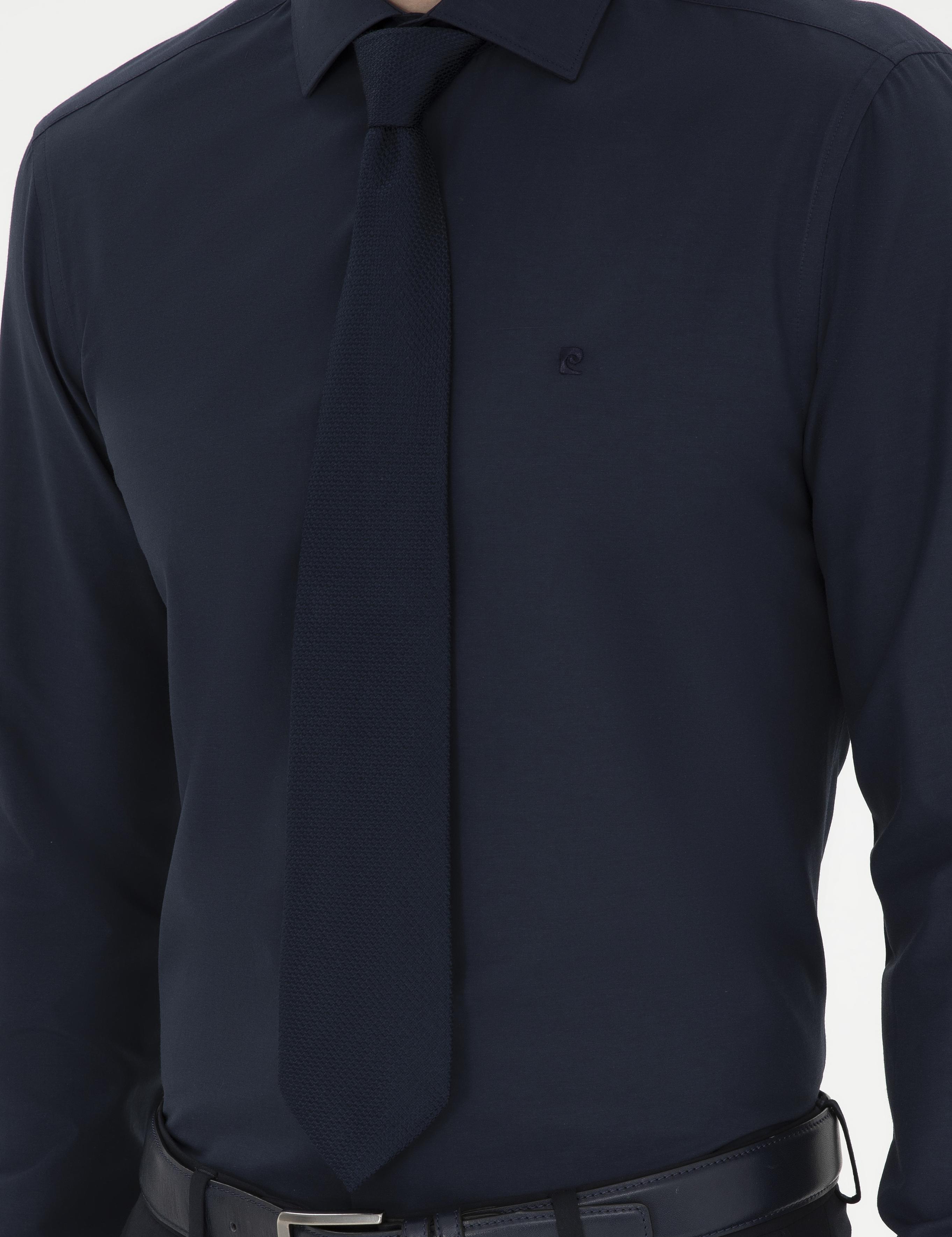 Lacivert Slim Fit Uzun Kollu Basic Gömlek