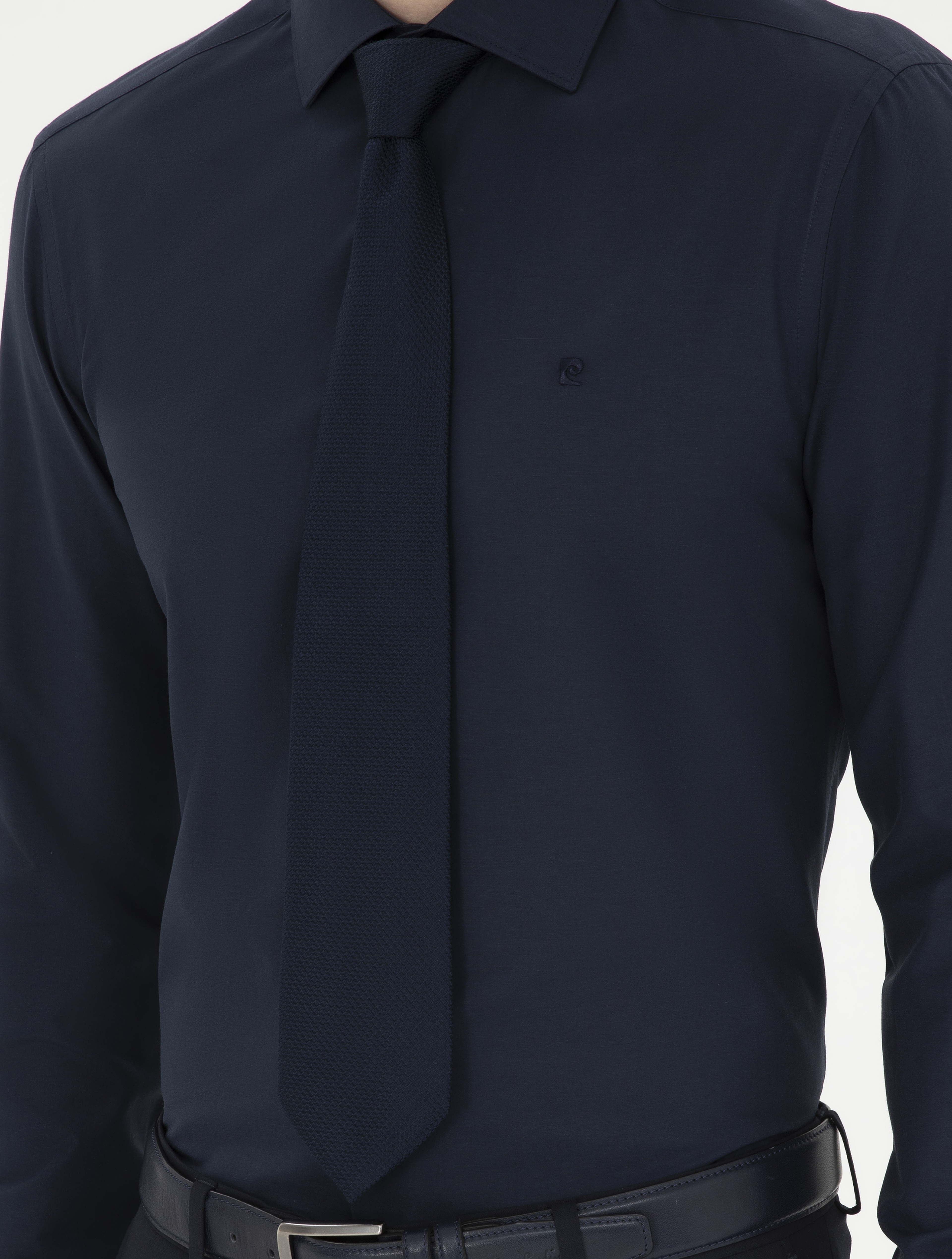 Lacivert Slim Fit Uzun Kollu Basic Gömlek - Image 6