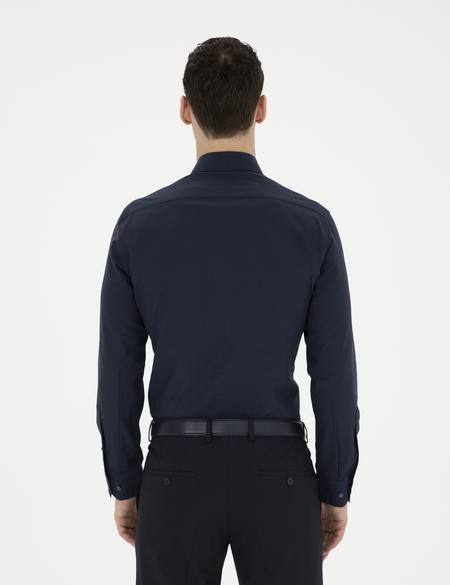 Lacivert Slim Fit Uzun Kollu Basic Gömlek - 50285562043