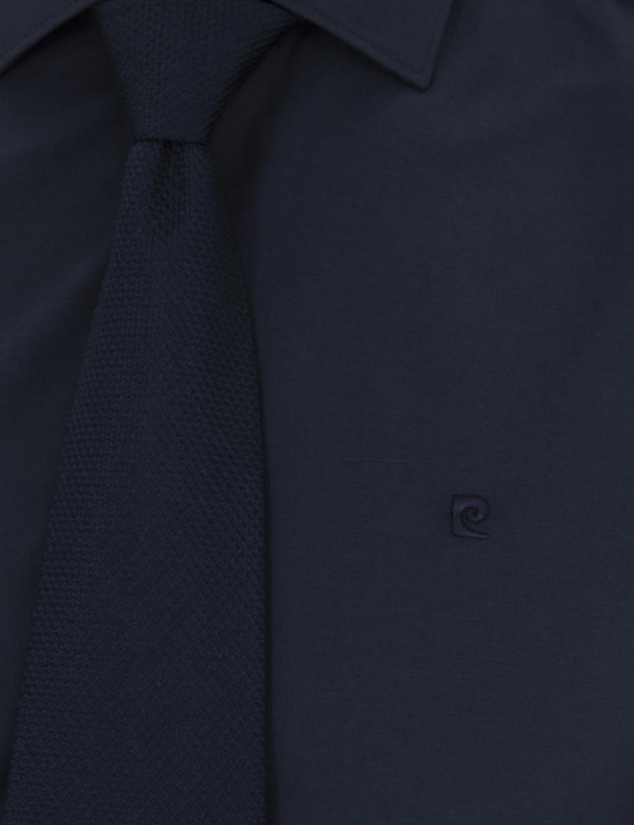 Lacivert Slim Fit Uzun Kollu Basic Gömlek