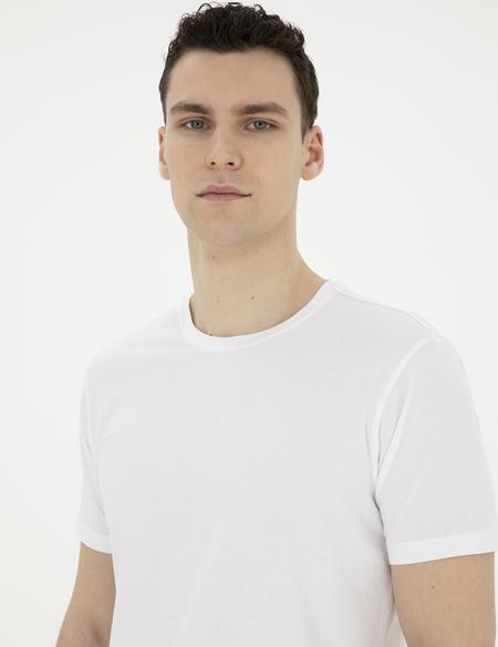 Beyaz Slim Fit Basic Tişört - 50280751001