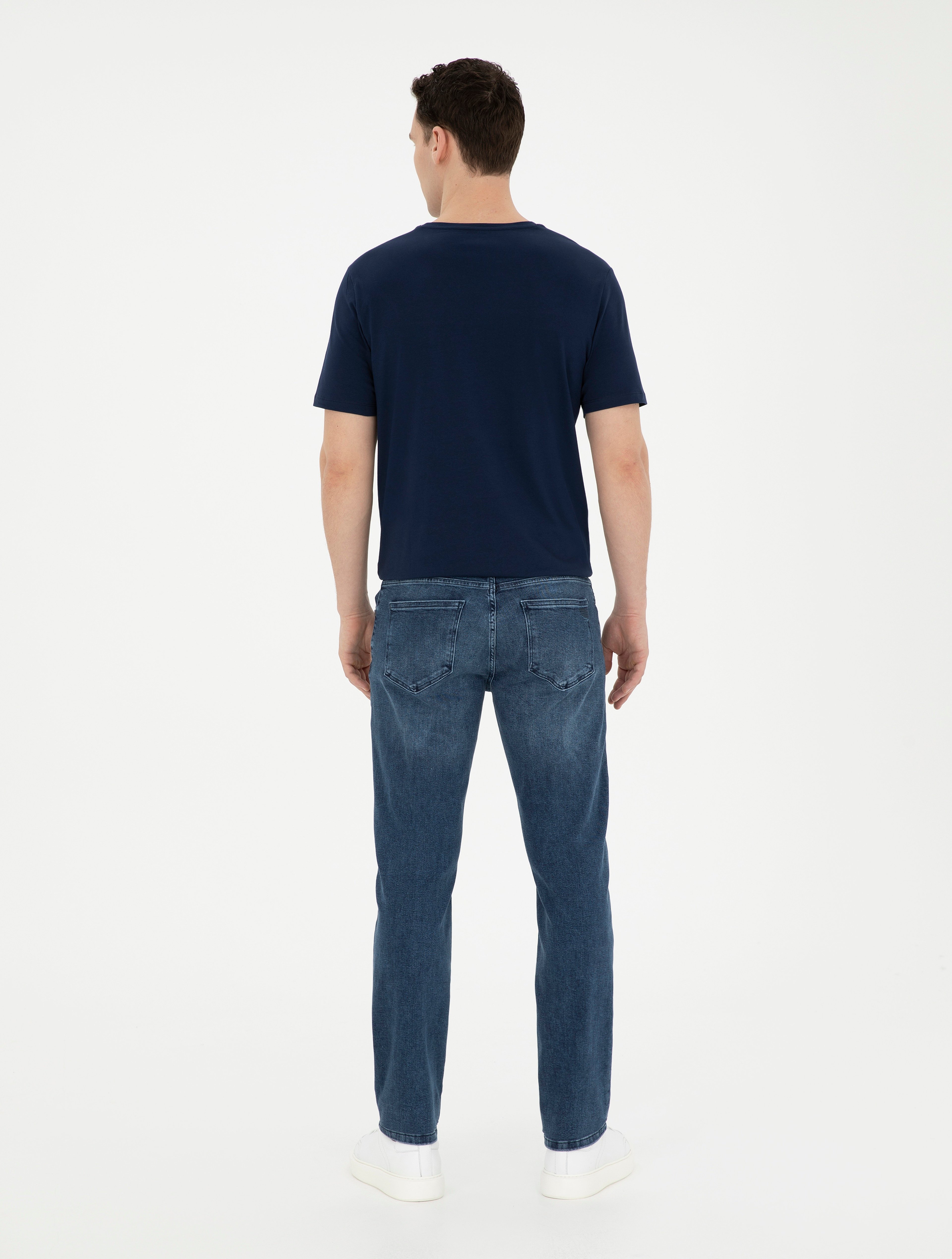 Lacivert Straight Fit Jean Pantolon - Image 4