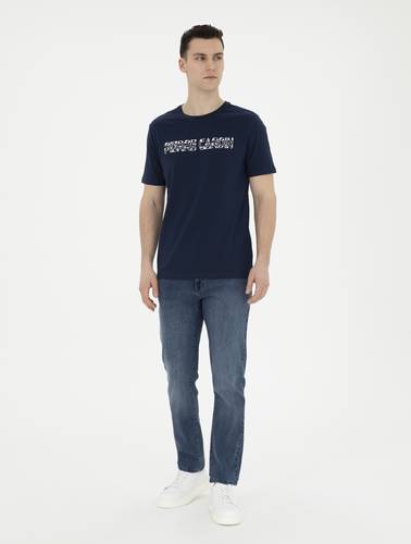 Lacivert Straight Fit Jean Pantolon