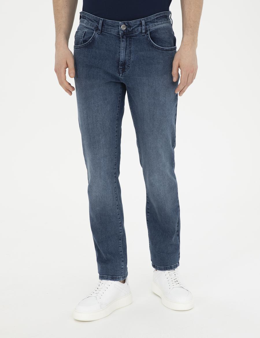 Lacivert Straight Fit Jean Pantolon