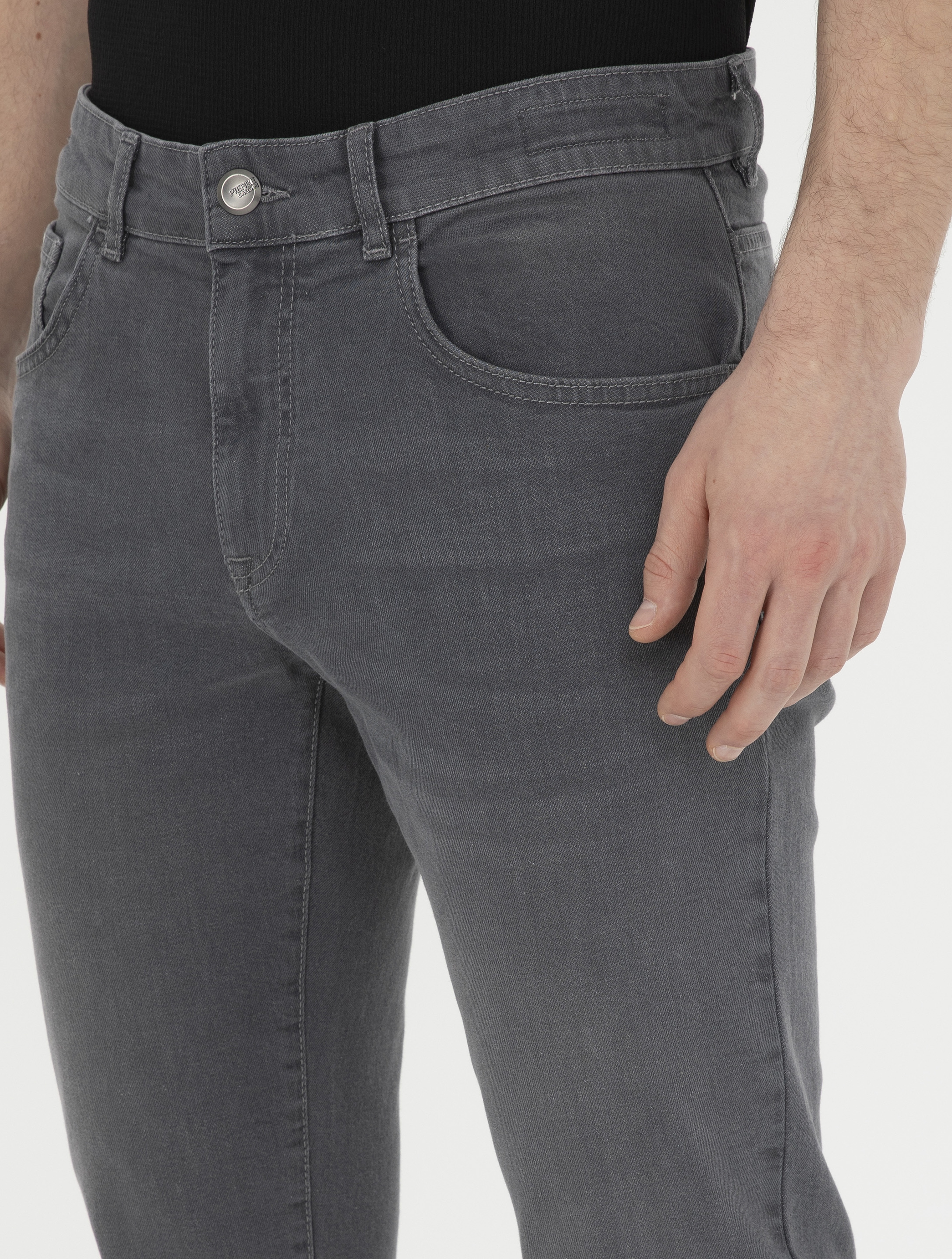 Gri Slim Fit Jean Pantolon - Image 6