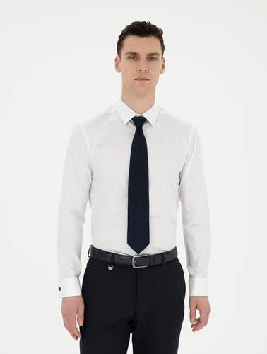 Beyaz Slim Fit Uzun Kollu Basic Gömlek
