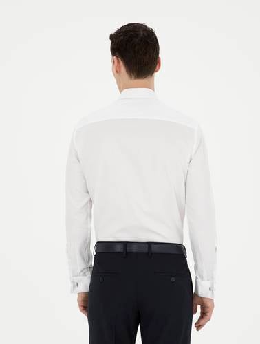 Beyaz Slim Fit Uzun Kollu Basic Gömlek