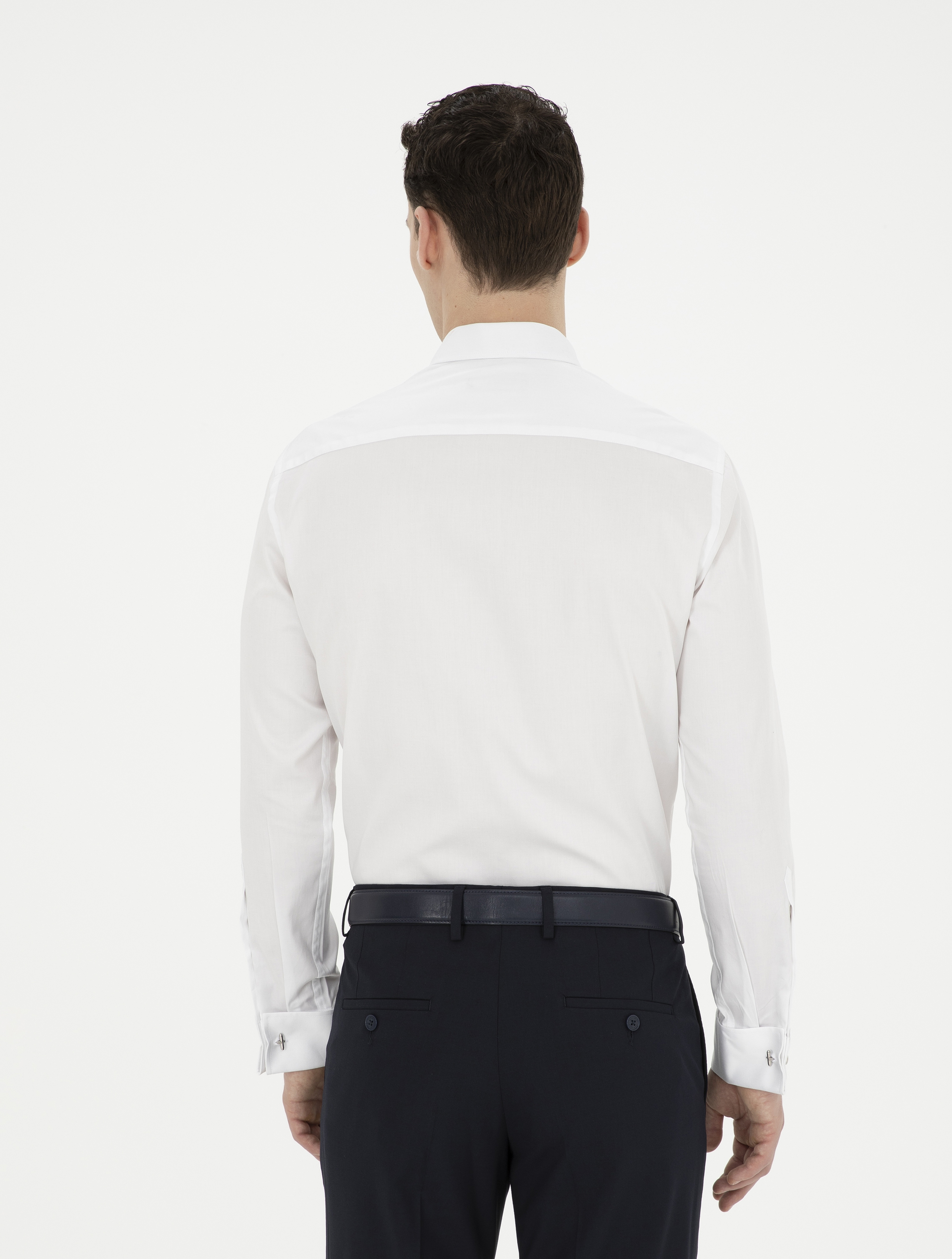 Beyaz Slim Fit Uzun Kollu Basic Gömlek - Image 5