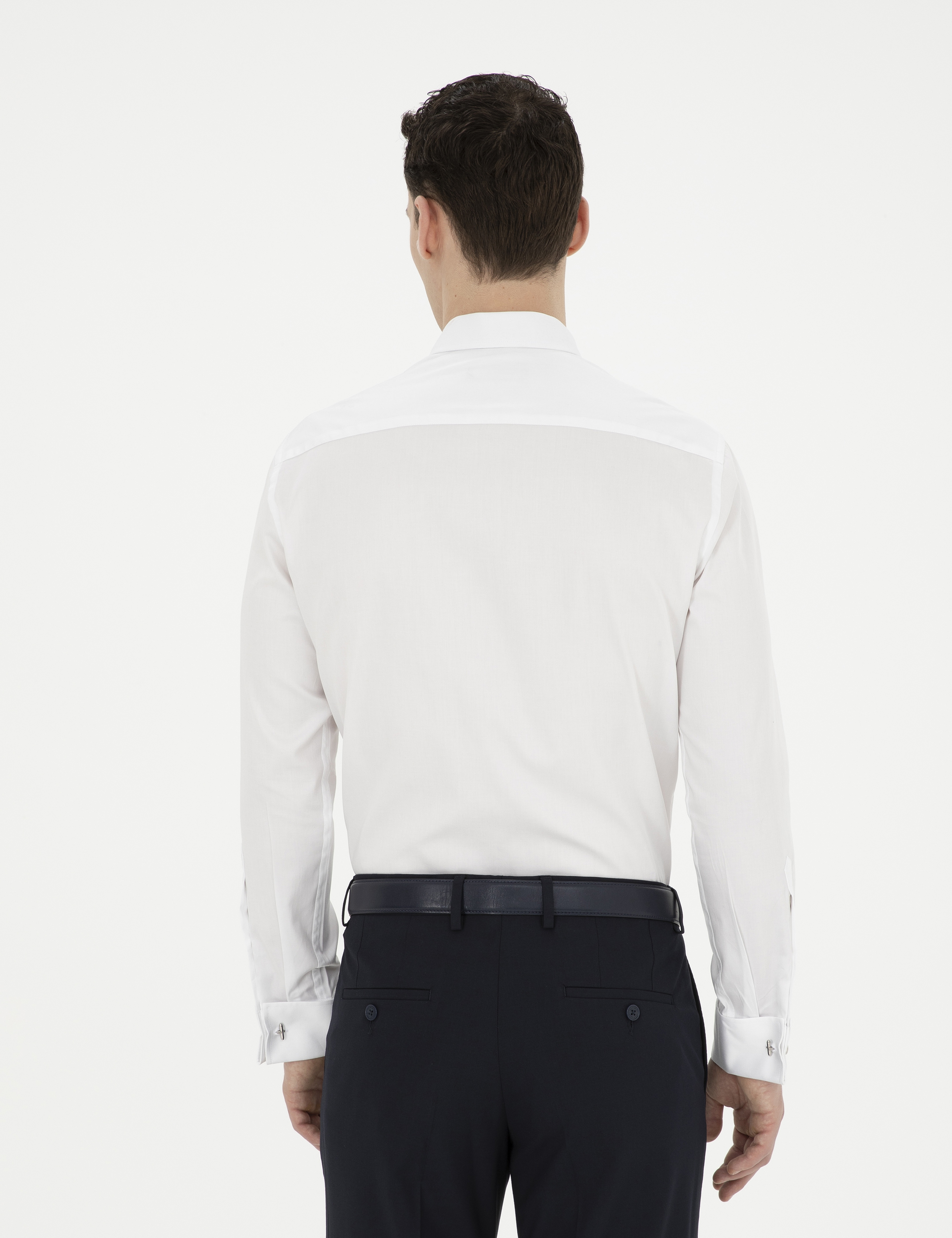 Beyaz Slim Fit Uzun Kollu Basic Gömlek