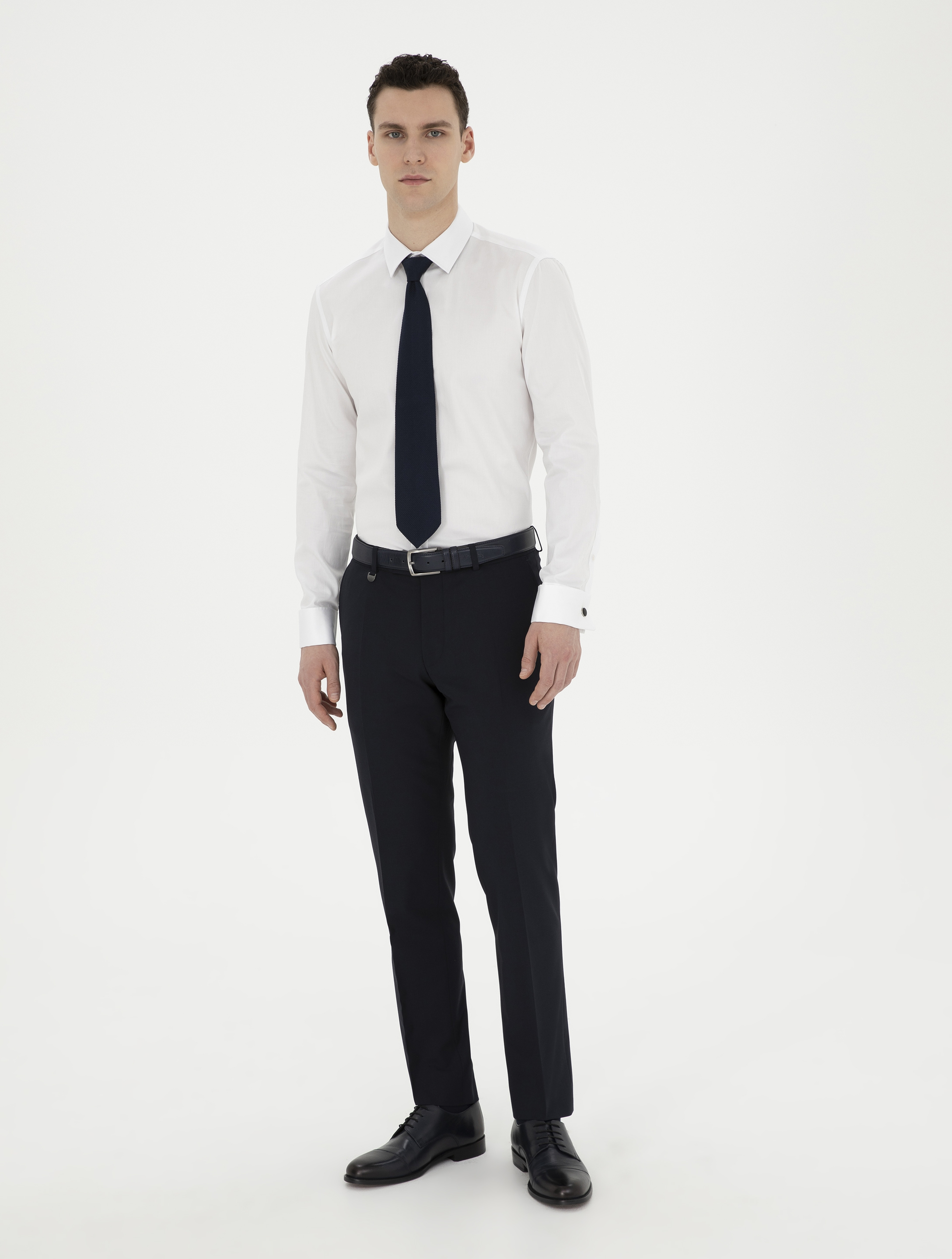 Beyaz Slim Fit Uzun Kollu Basic Gömlek - Image 4