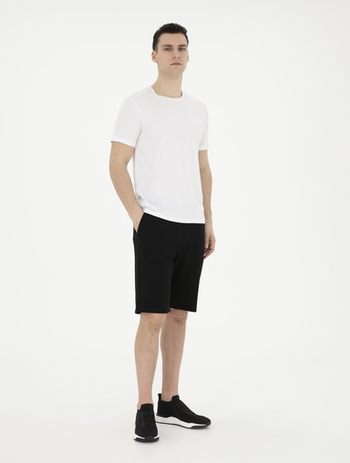Siyah Slim Fit Örme Şort