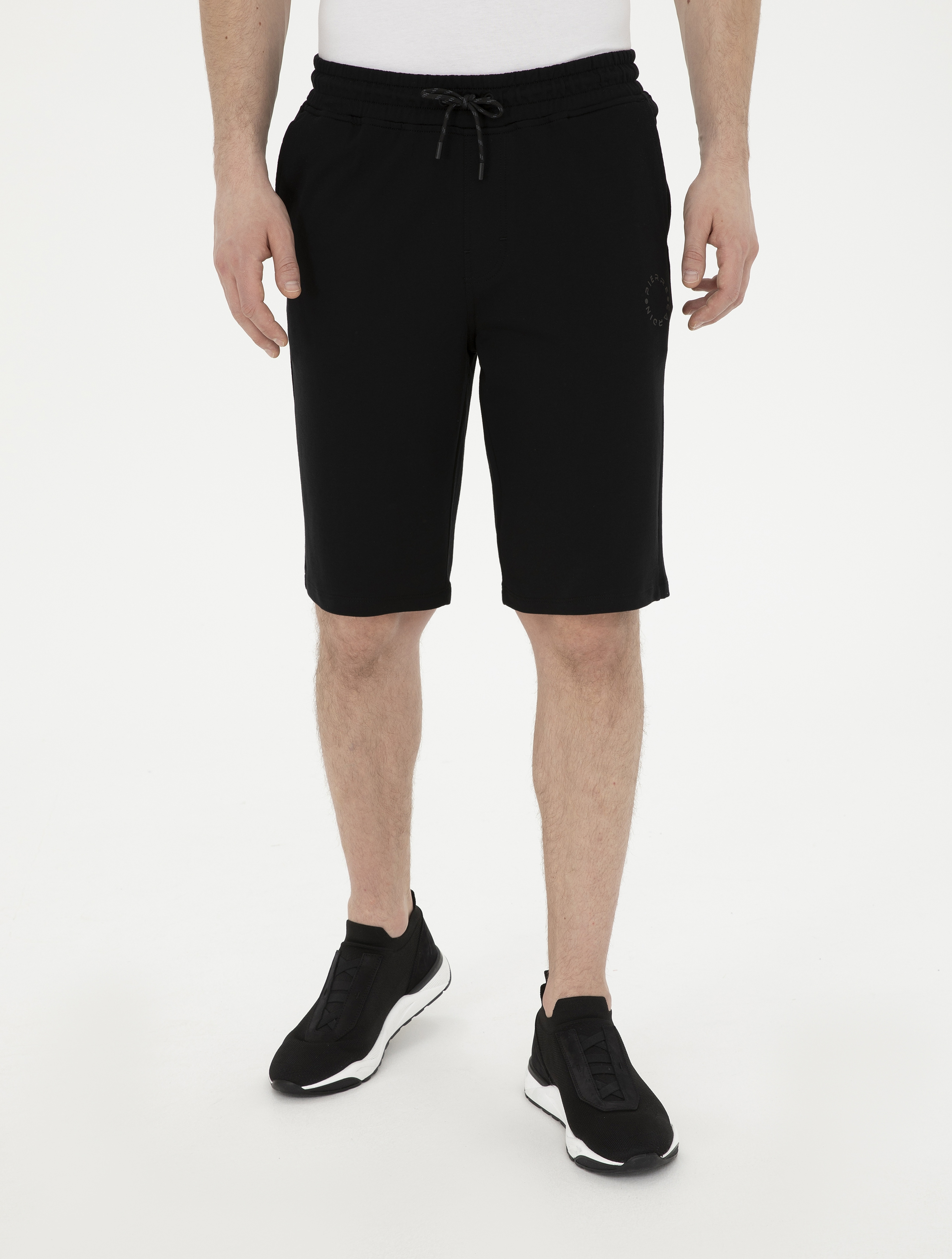 Siyah Slim Fit Örme Şort - Image 2