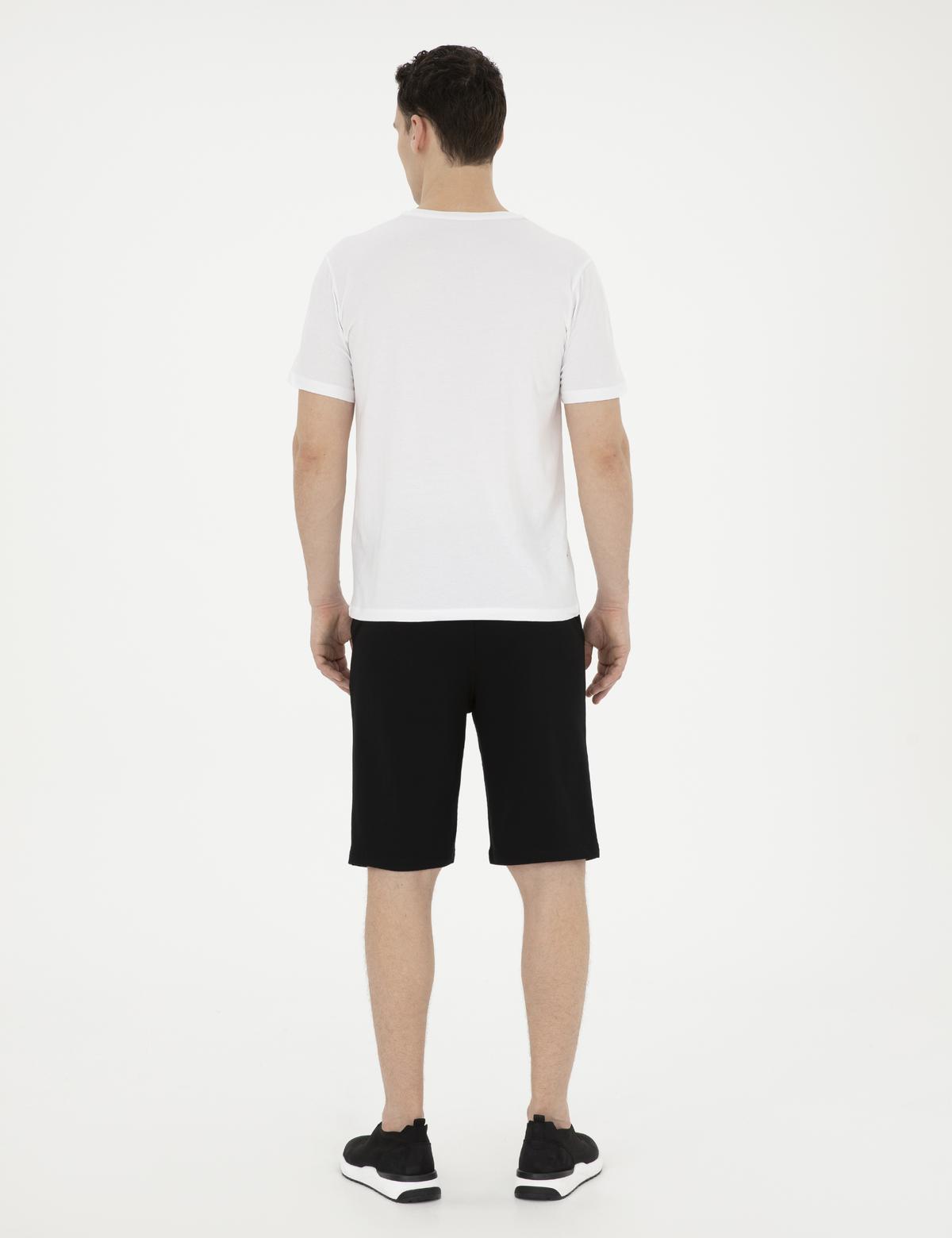 Siyah Slim Fit Örme Şort - 50292219013