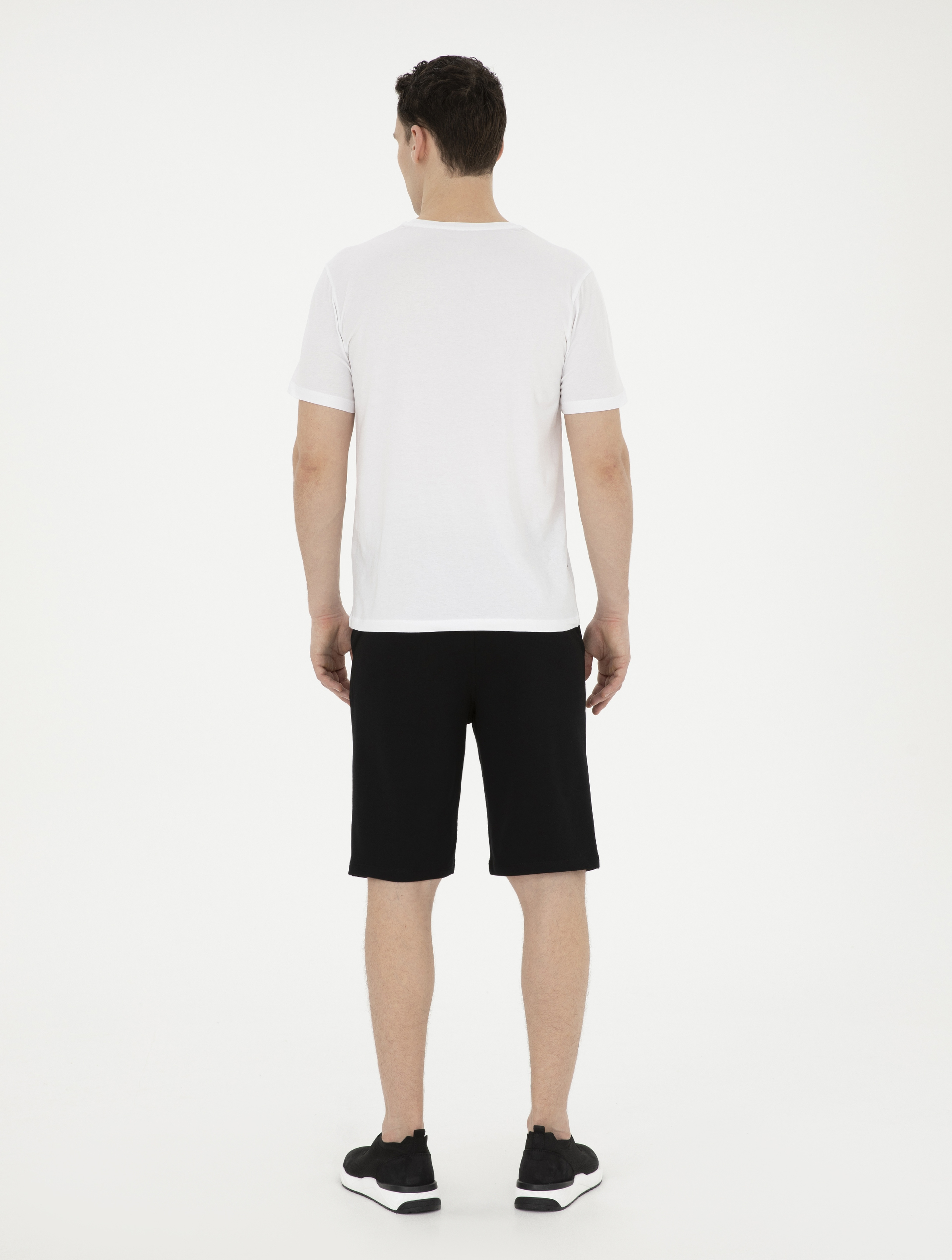 Siyah Slim Fit Örme Şort - Image 4