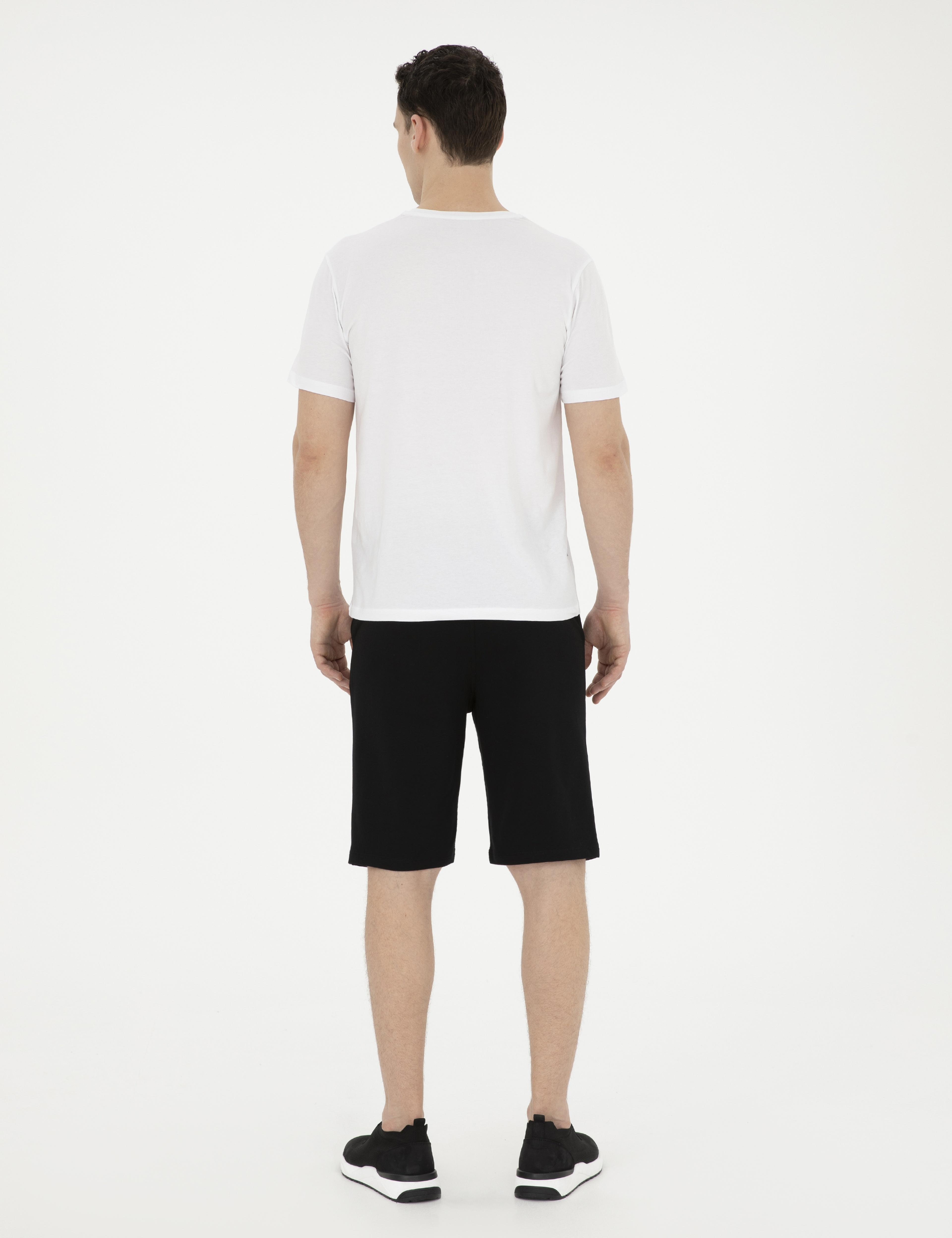 Siyah Slim Fit Örme Şort