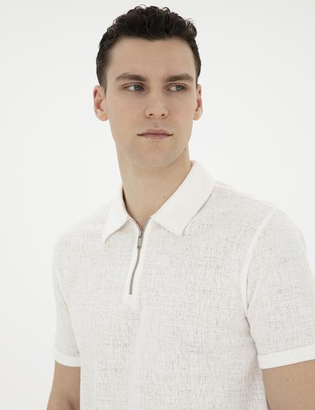 Ekru Slim Fit Tişört - 50288915023