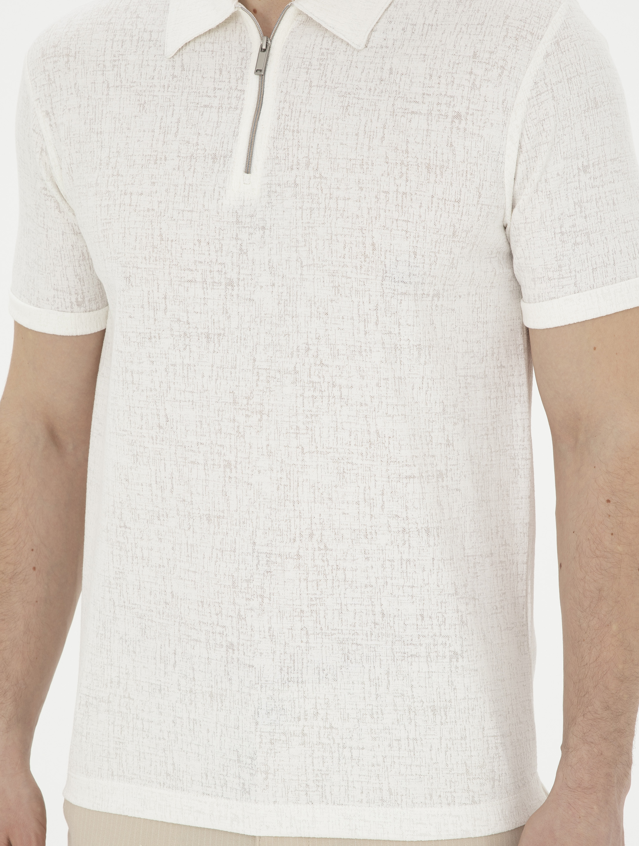 Ekru Slim Fit Tişört - Image 6