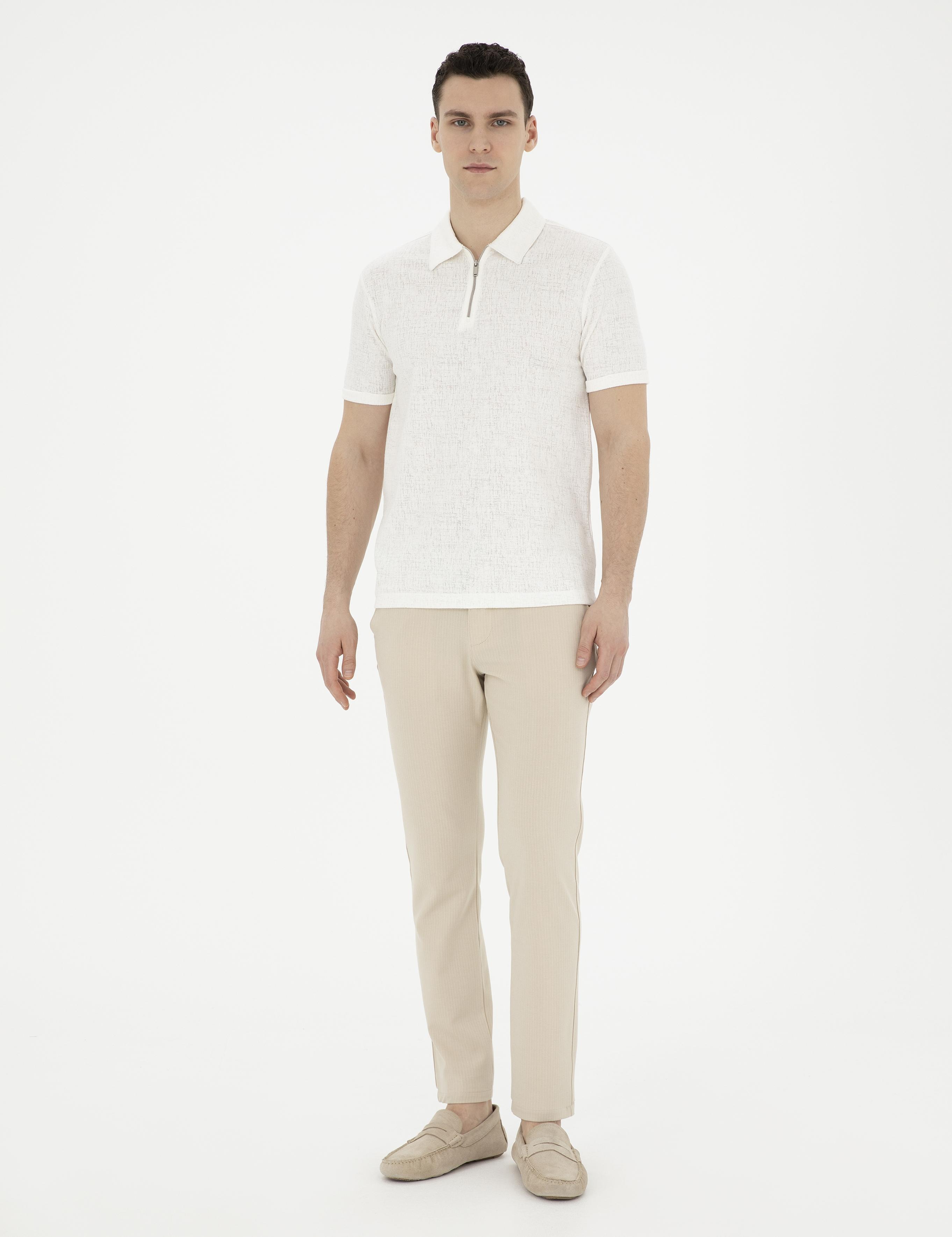 Ekru Slim Fit Tişört