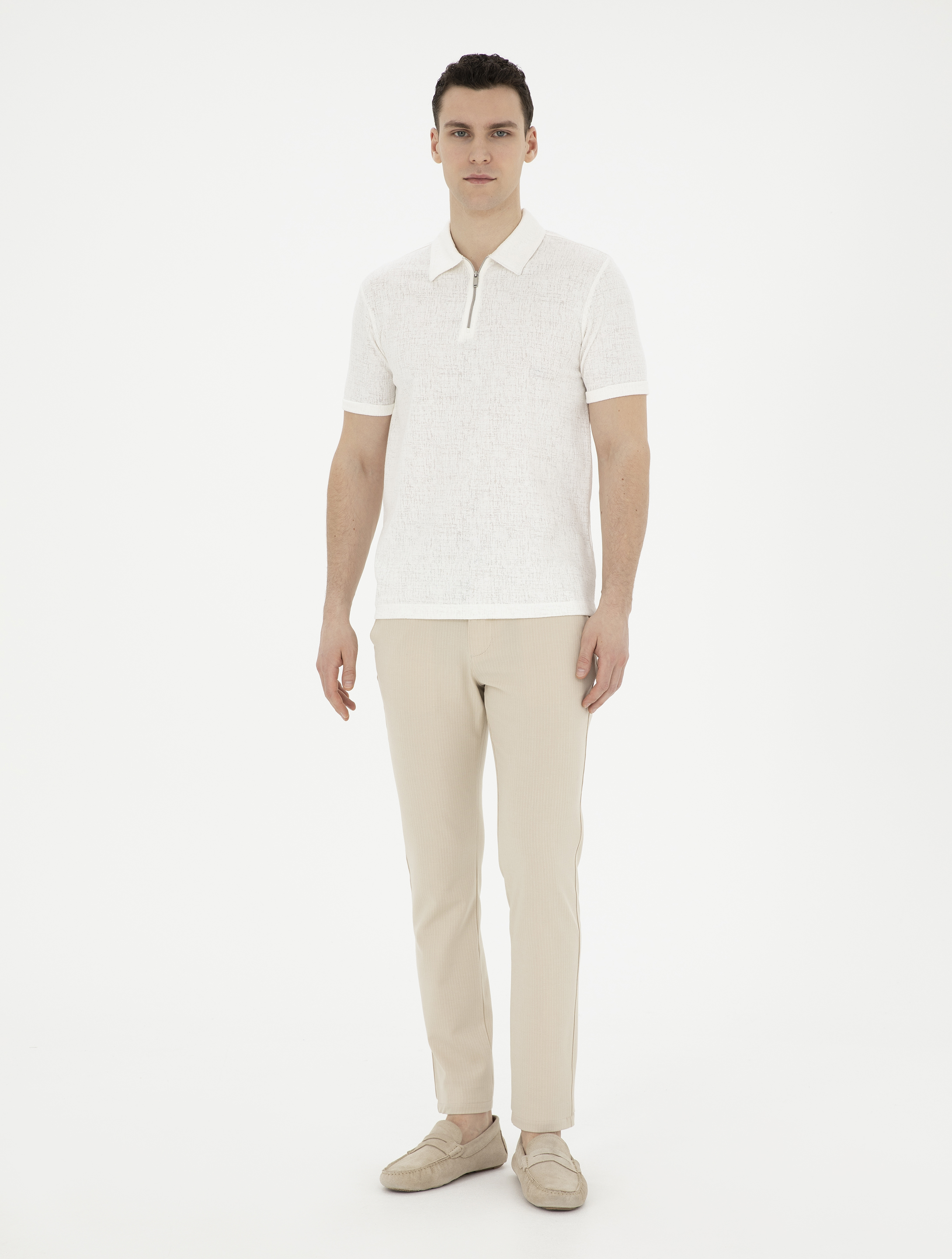 Ekru Slim Fit Tişört - Image 4