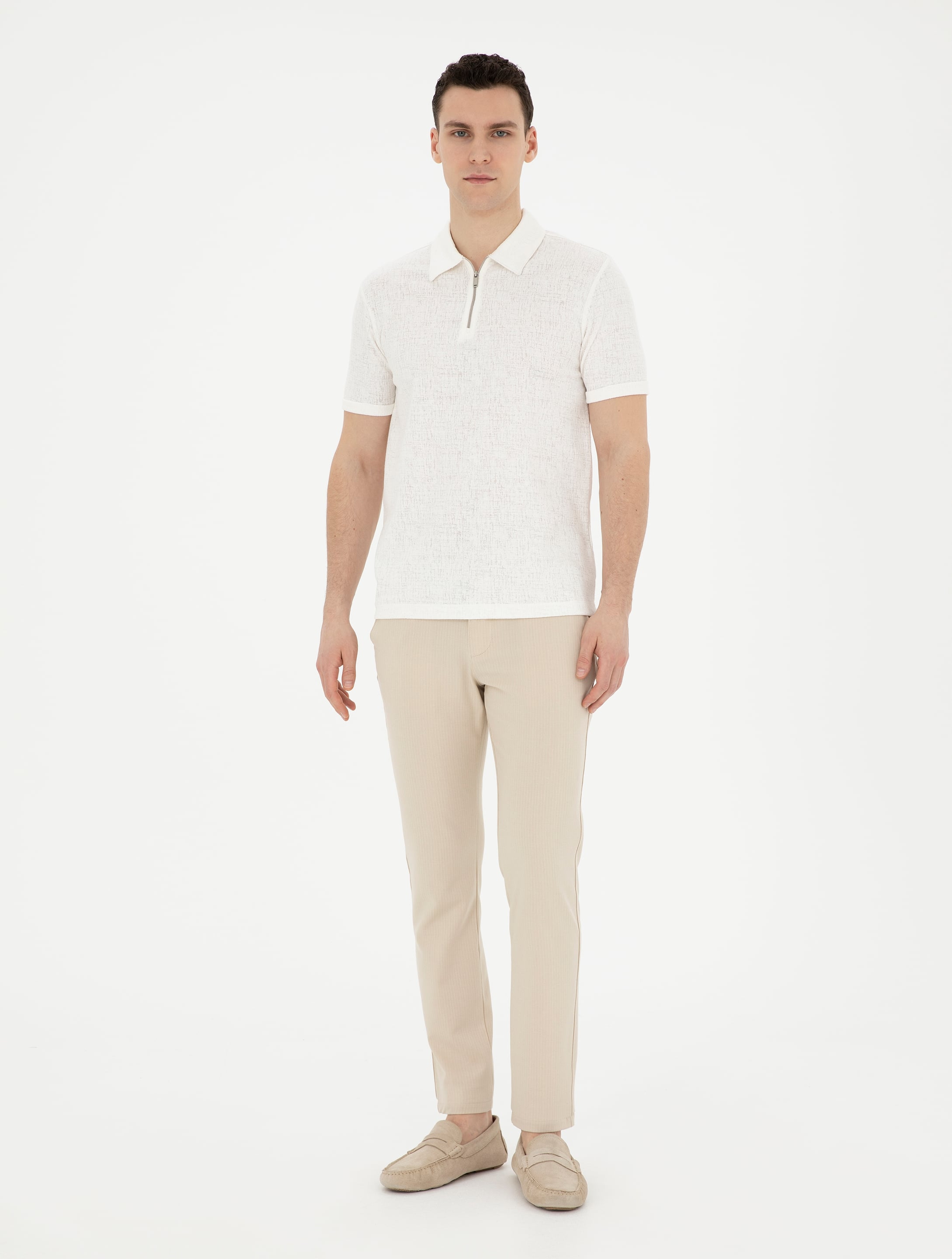 Ekru Slim Fit Tişört
