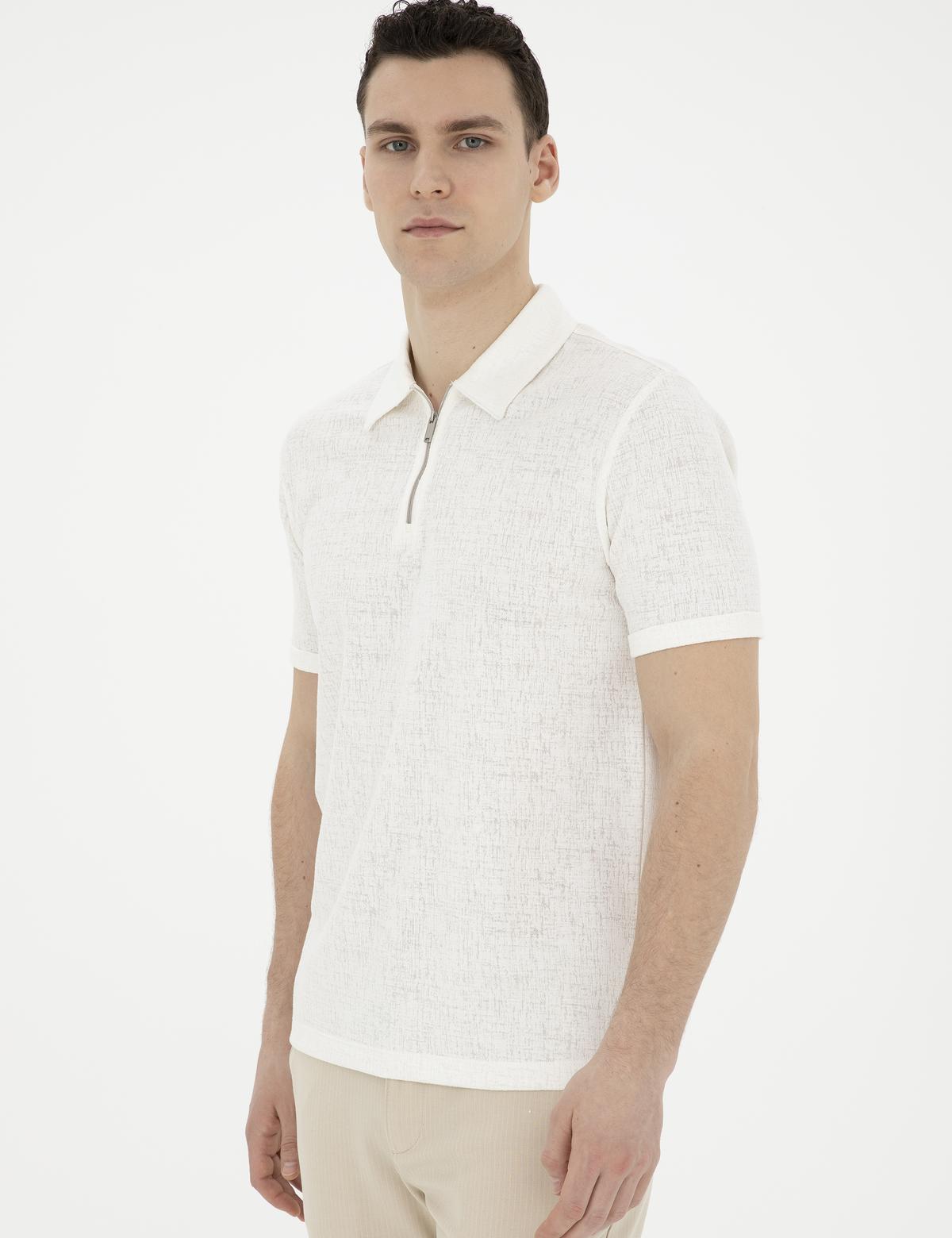 Ekru Slim Fit Tişört - 50288915023