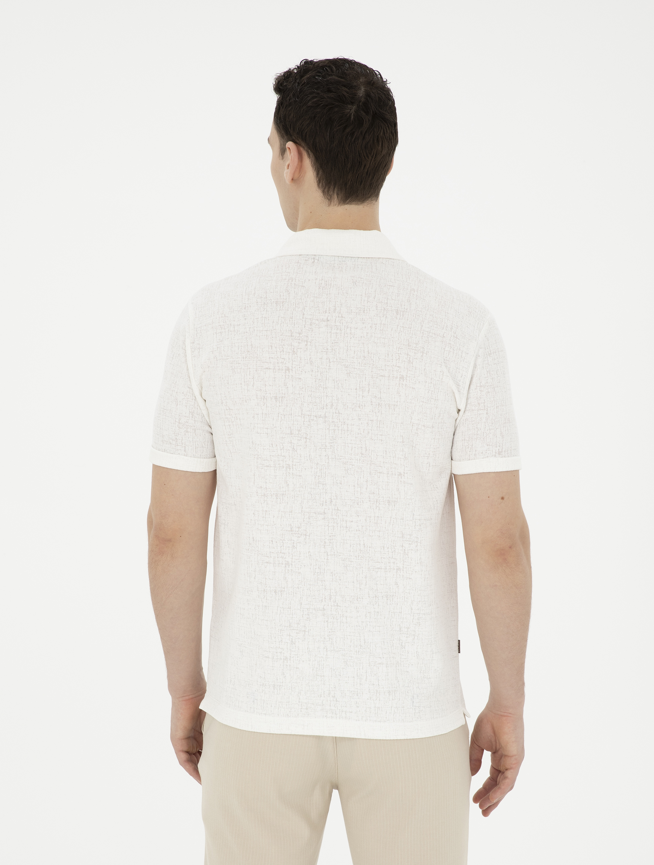 Ekru Slim Fit Tişört - Image 5