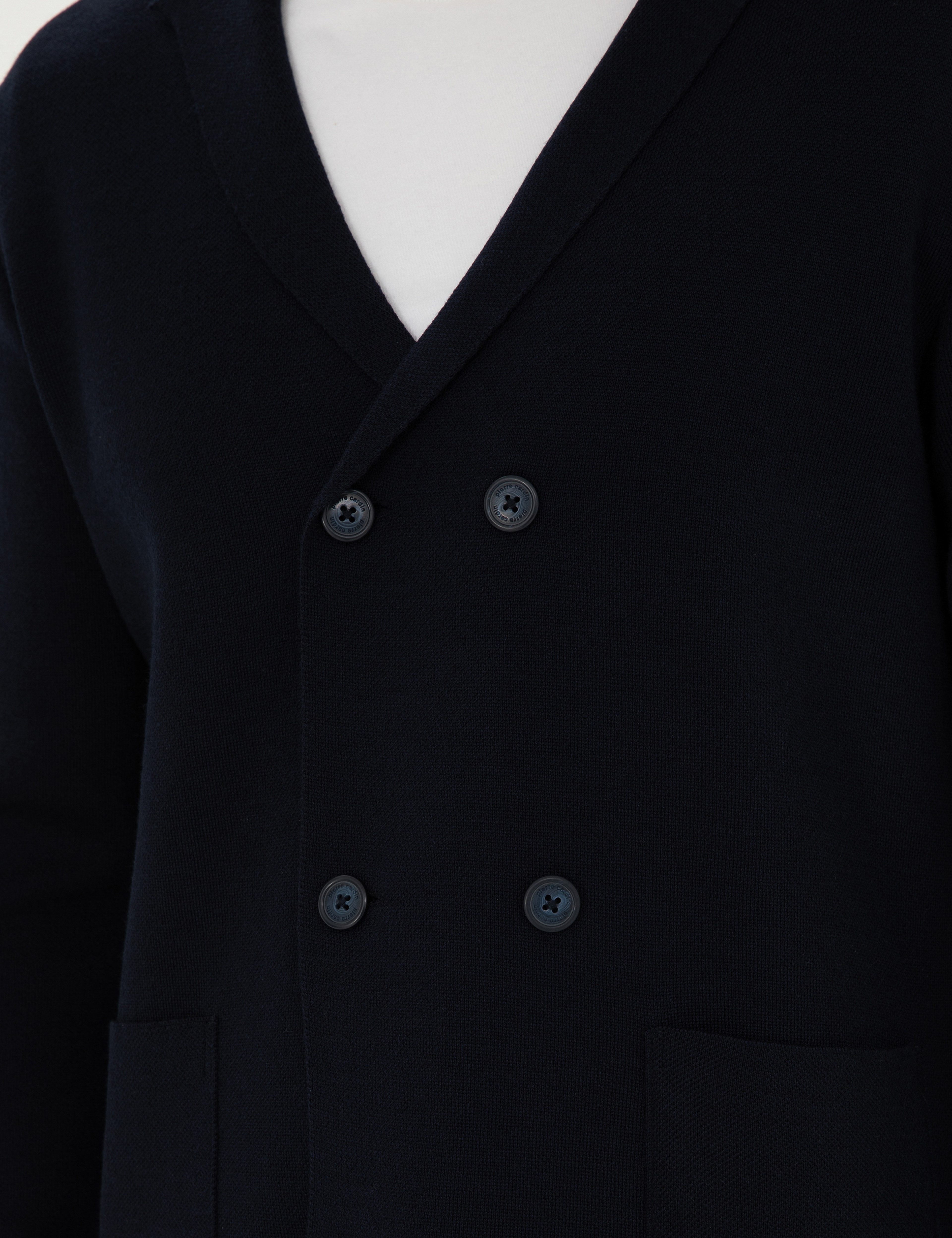 Koyu Lacivert Slim Fit Yün Karışımlı Düğmeli Triko Hırka - Image 7
