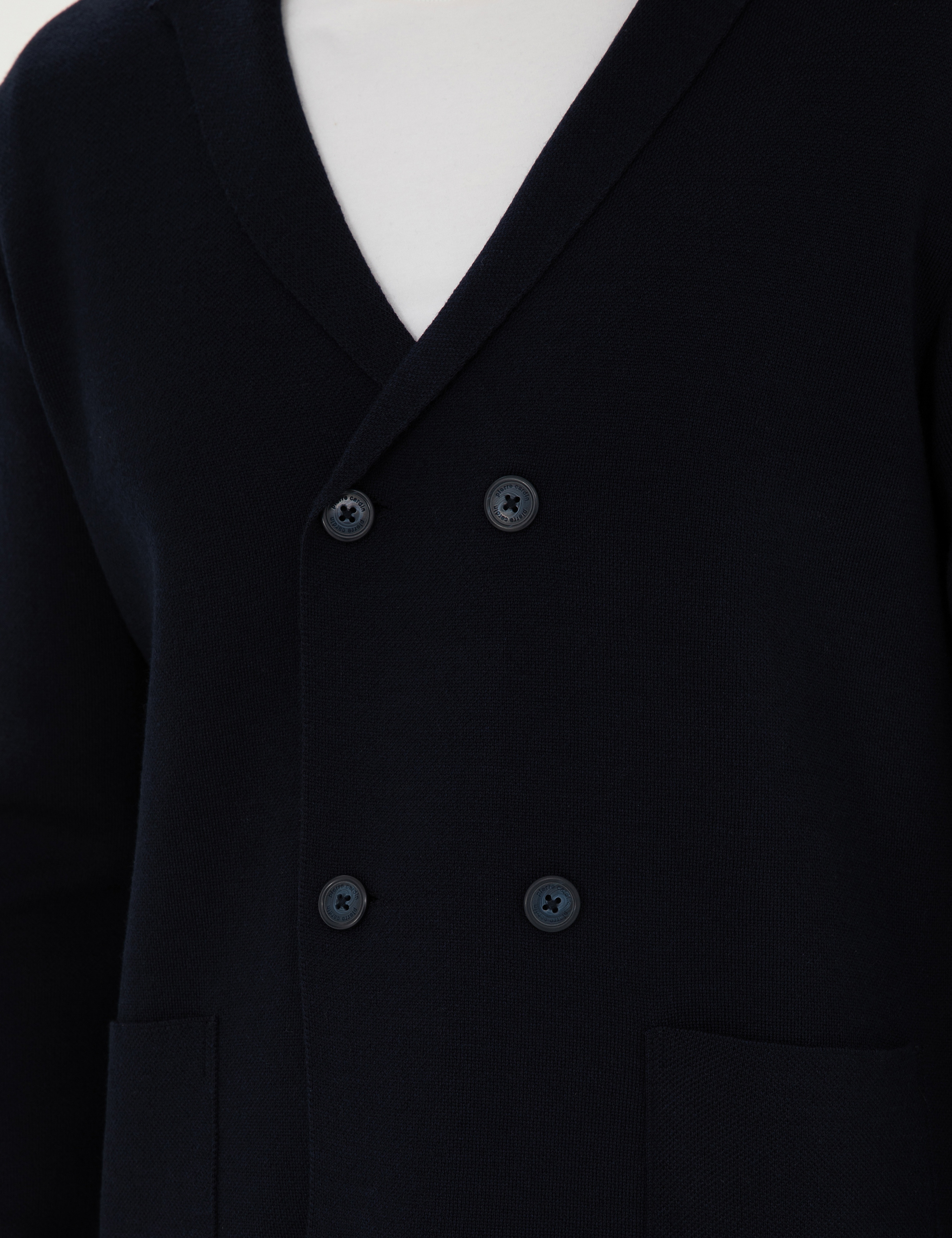 Koyu Lacivert Slim Fit Yün Karışımlı Düğmeli Triko Hırka