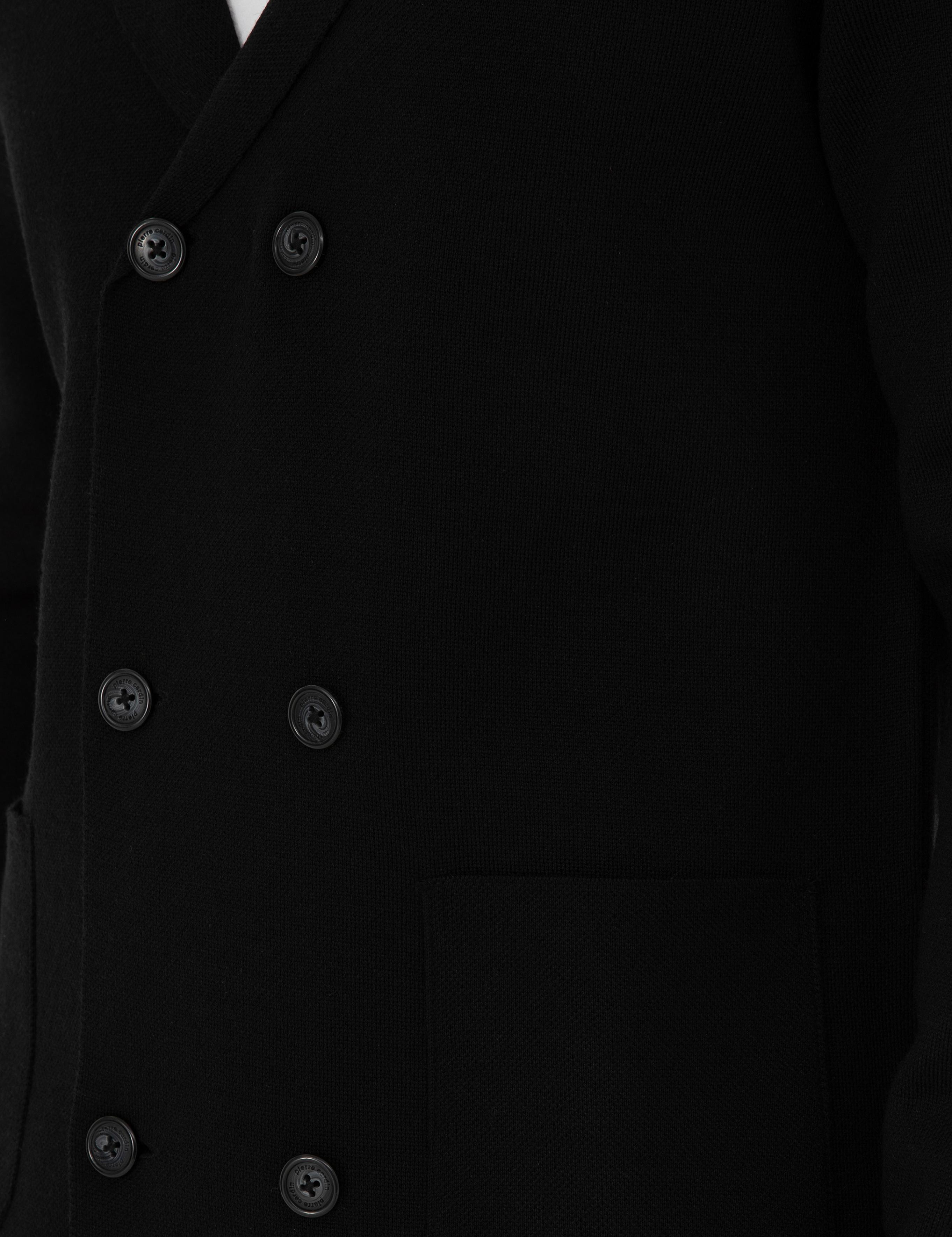 Siyah Slim Fit Yün Karışımlı Düğmeli Triko Hırka