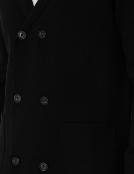 Siyah Slim Fit Yün Karışımlı Düğmeli Triko Hırka - 50278079017