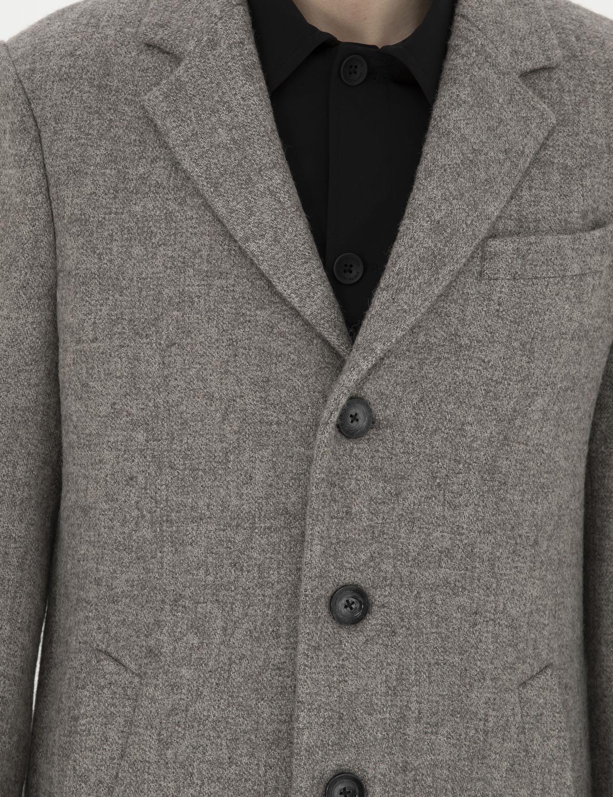 Gri Yün Karışımlı Slim Fit Kaşe Kaban - 50294280047