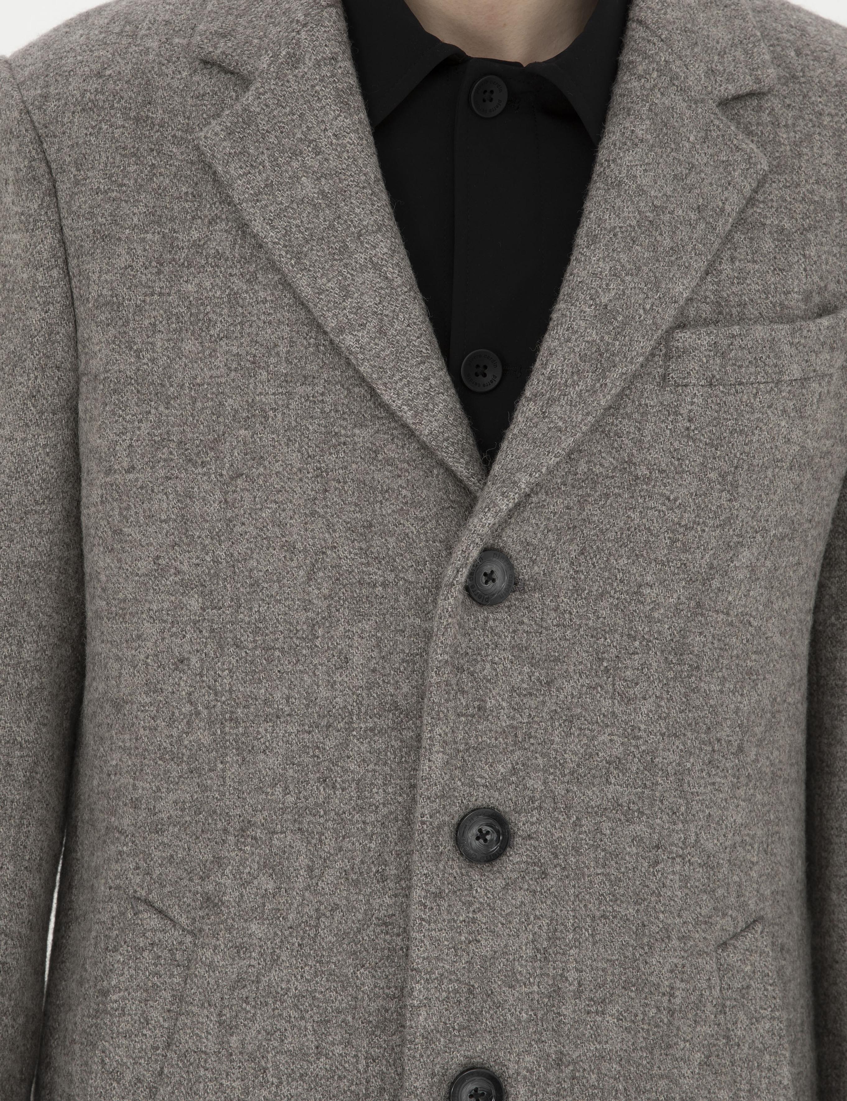 Gri Yün Karışımlı Slim Fit Kaşe Kaban