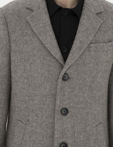 Gri Yün Karışımlı Slim Fit Kaşe Kaban - 50294280047